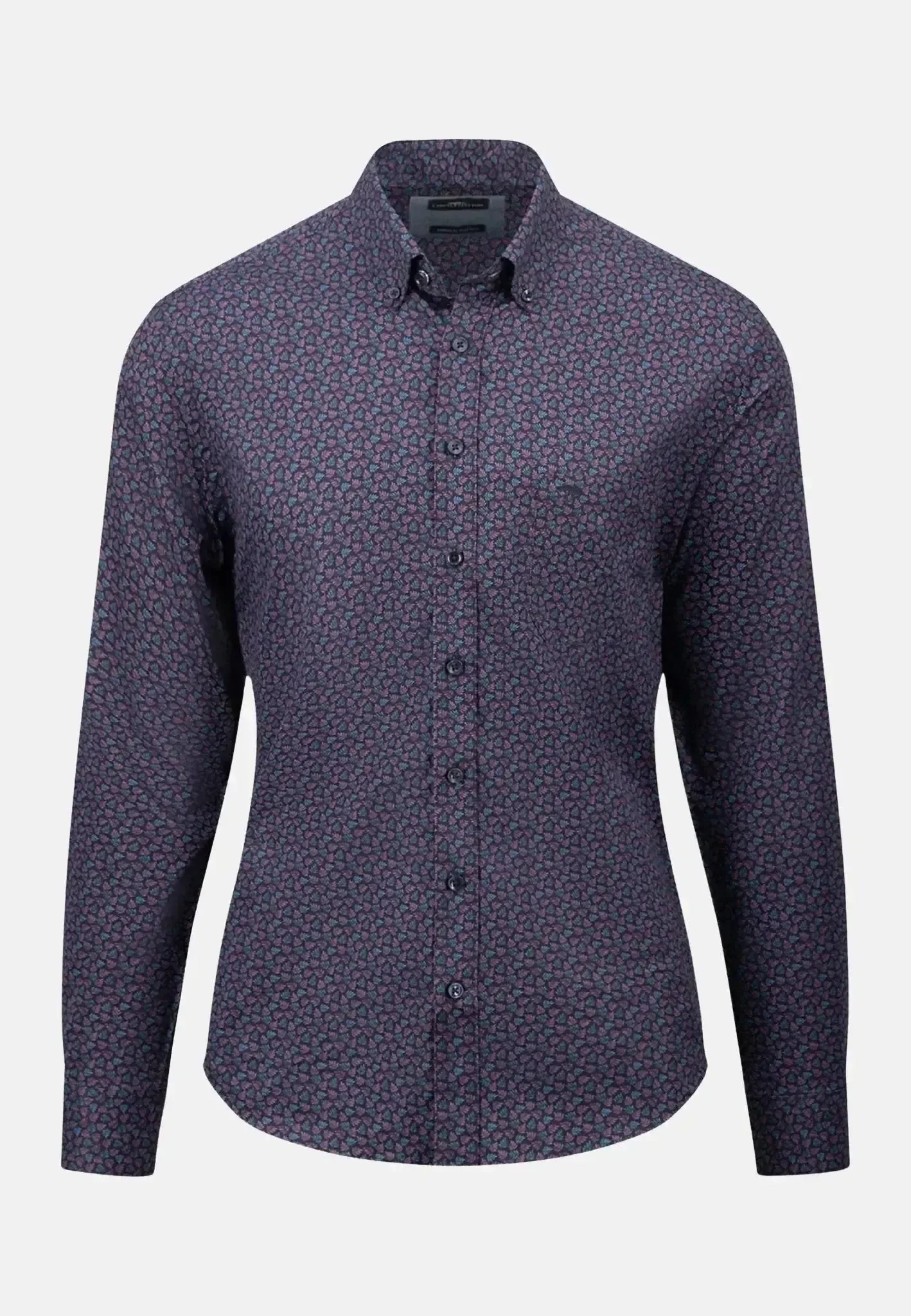Fynch-Hatton Leaf Print Mix Shirt Pale Blush