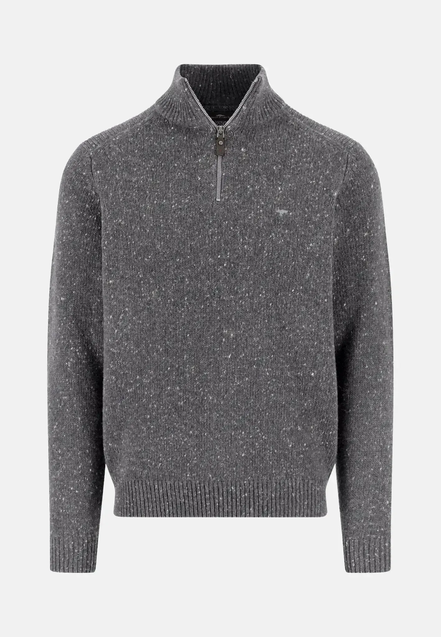 Fynch-Hatton Mens Donegal Wool 1/4 Zip Knit Steel