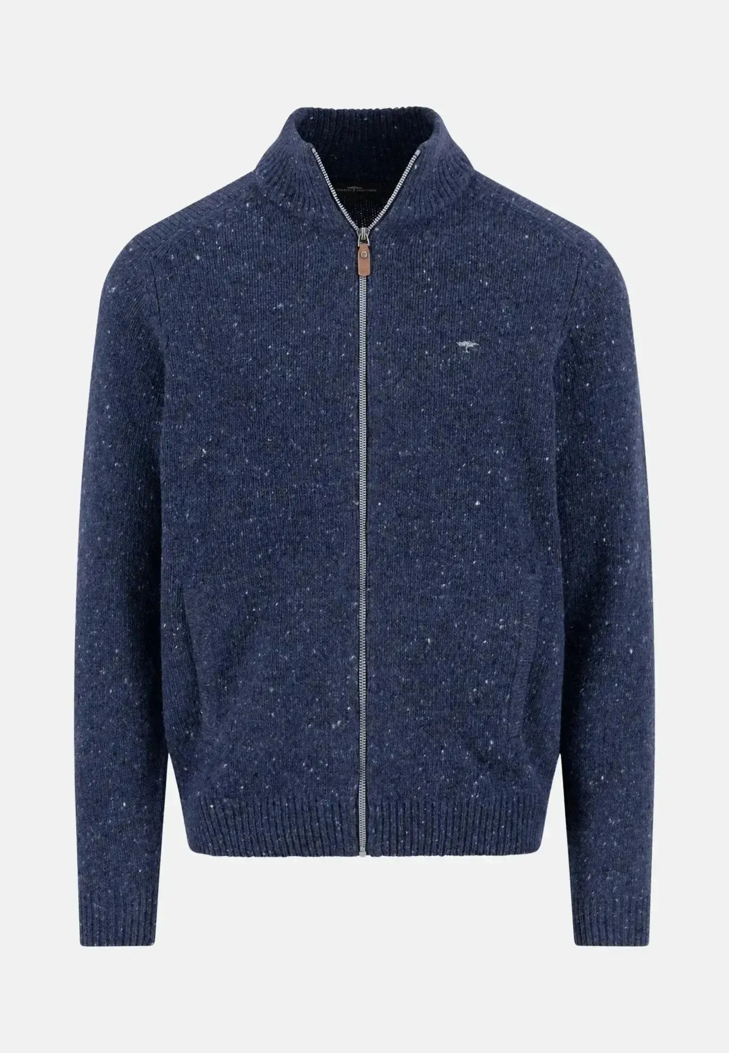 Fynch-Hatton Mens Donegal Wool Zip Cardigan Navy