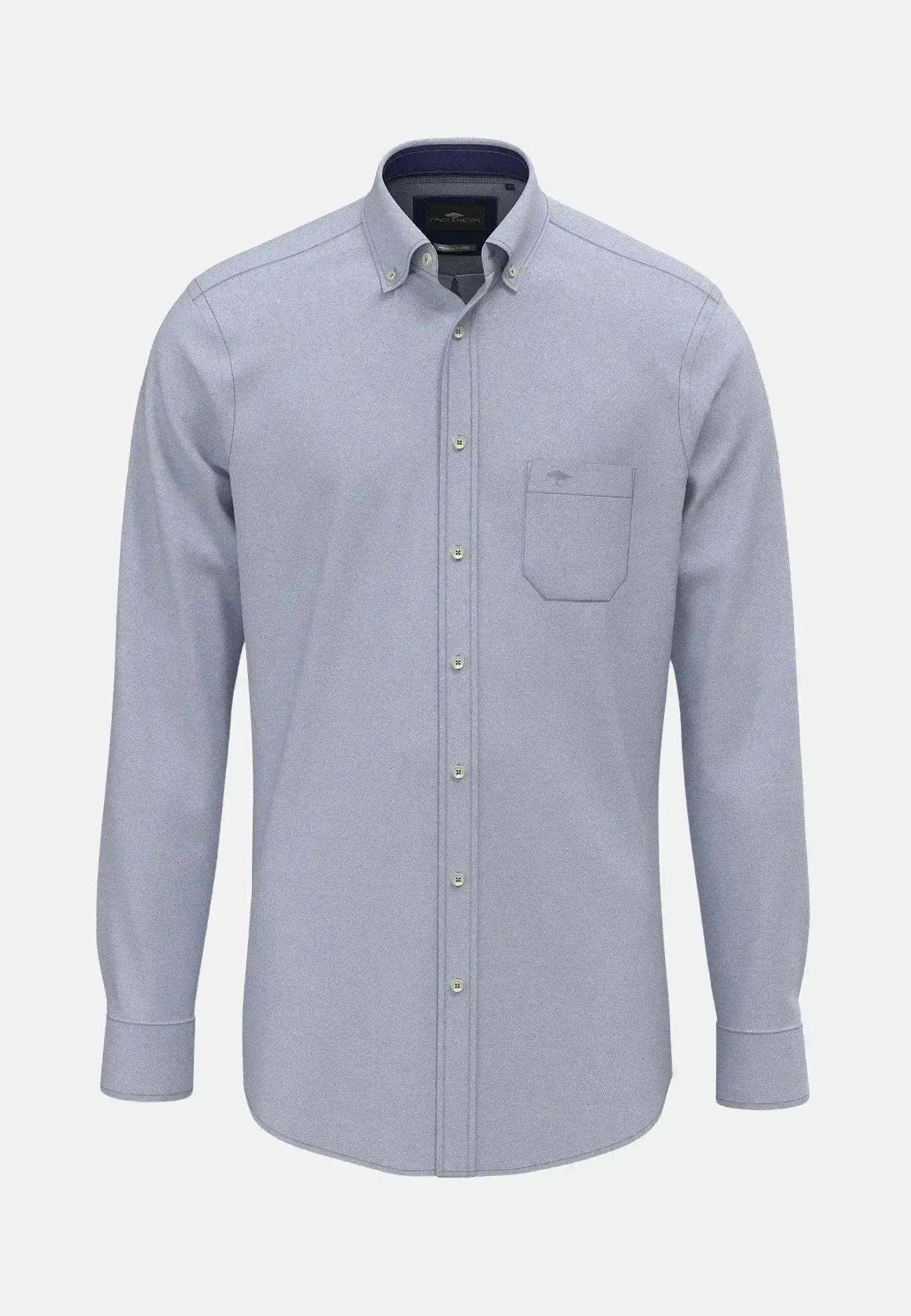 Fynch-Hatton Mens Essential Flannel Button Down Shirt Crystal Blue