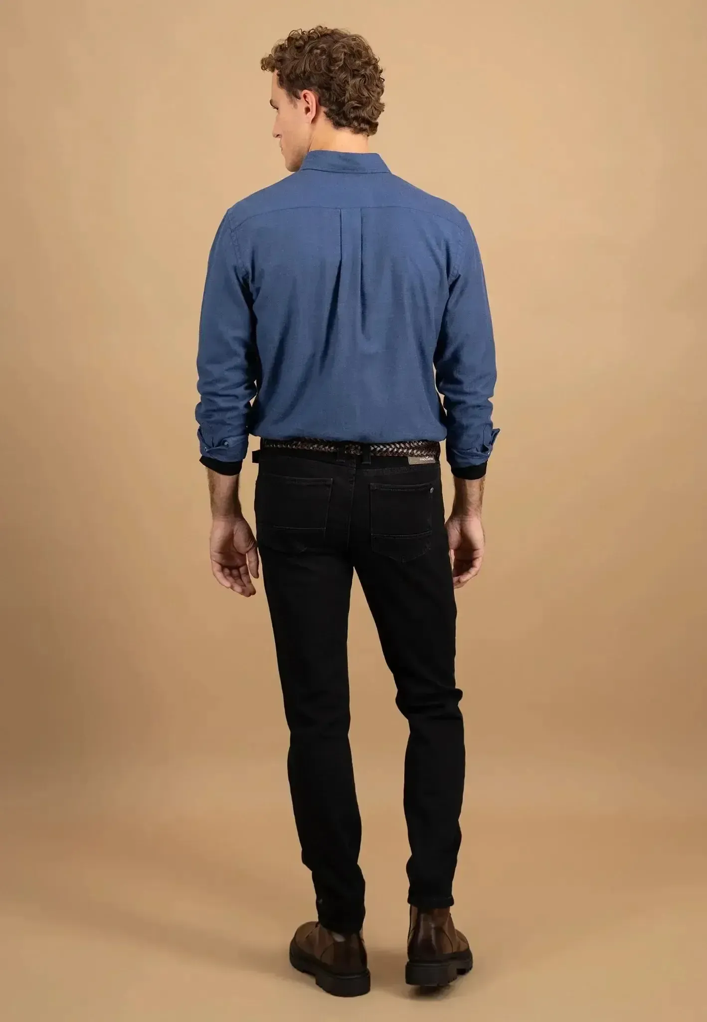 Fynch-Hatton Mens Essential Flannel Button Down Shirt Navy - Image 4