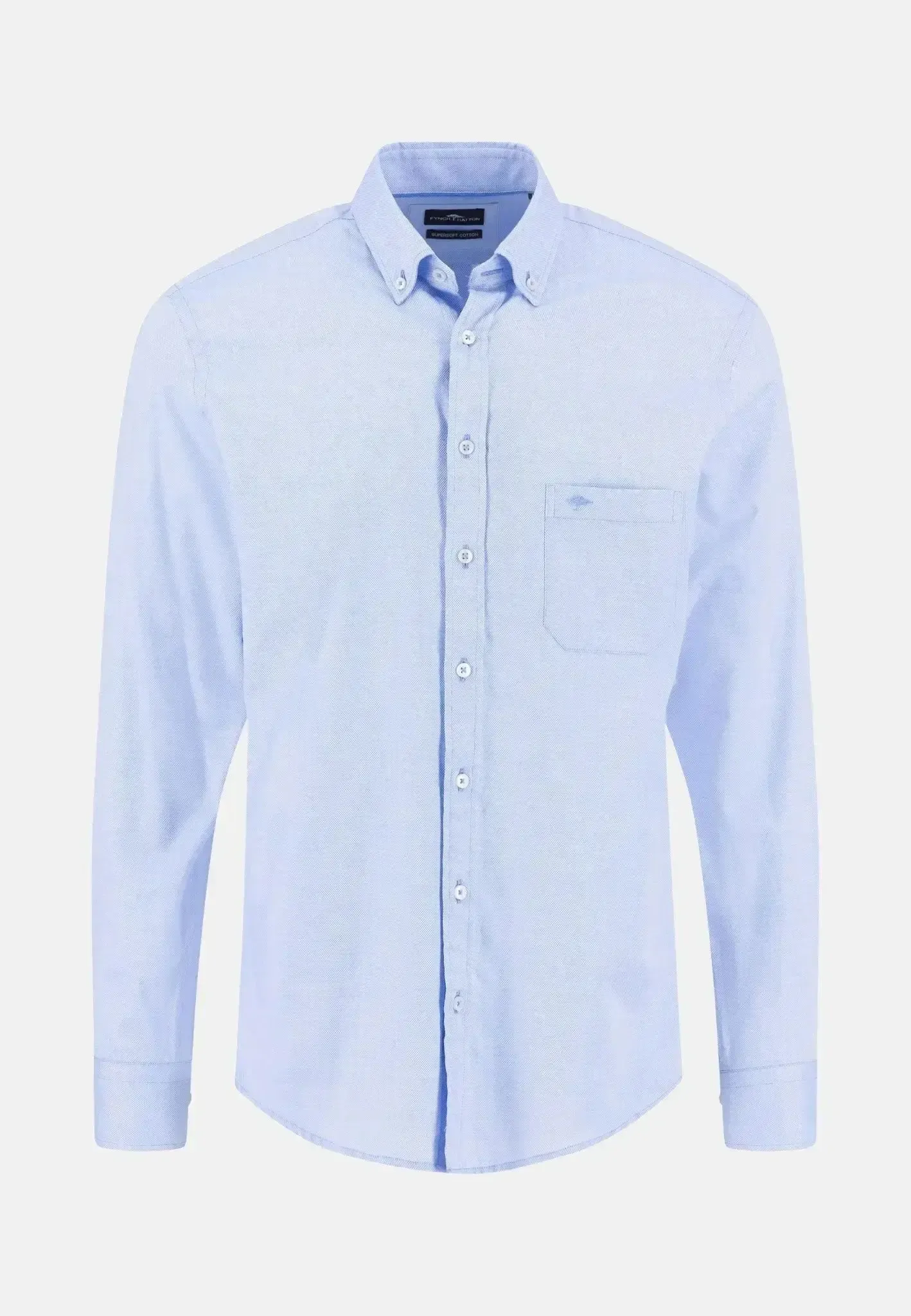 Fynch-Hatton Mens Essential Textured Dobby Shirt Crystal Blue