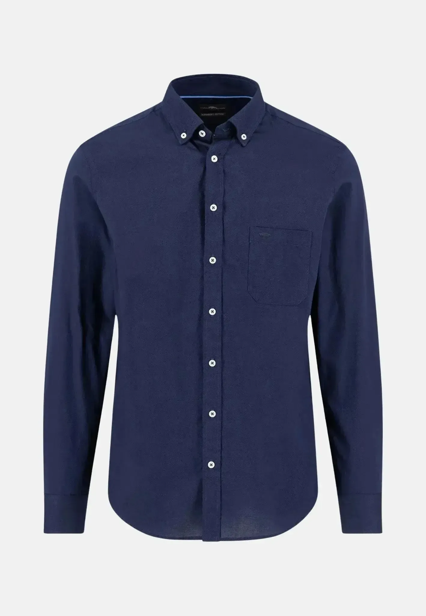 Fynch-Hatton Mens Essential Textured Dobby Shirt Navy