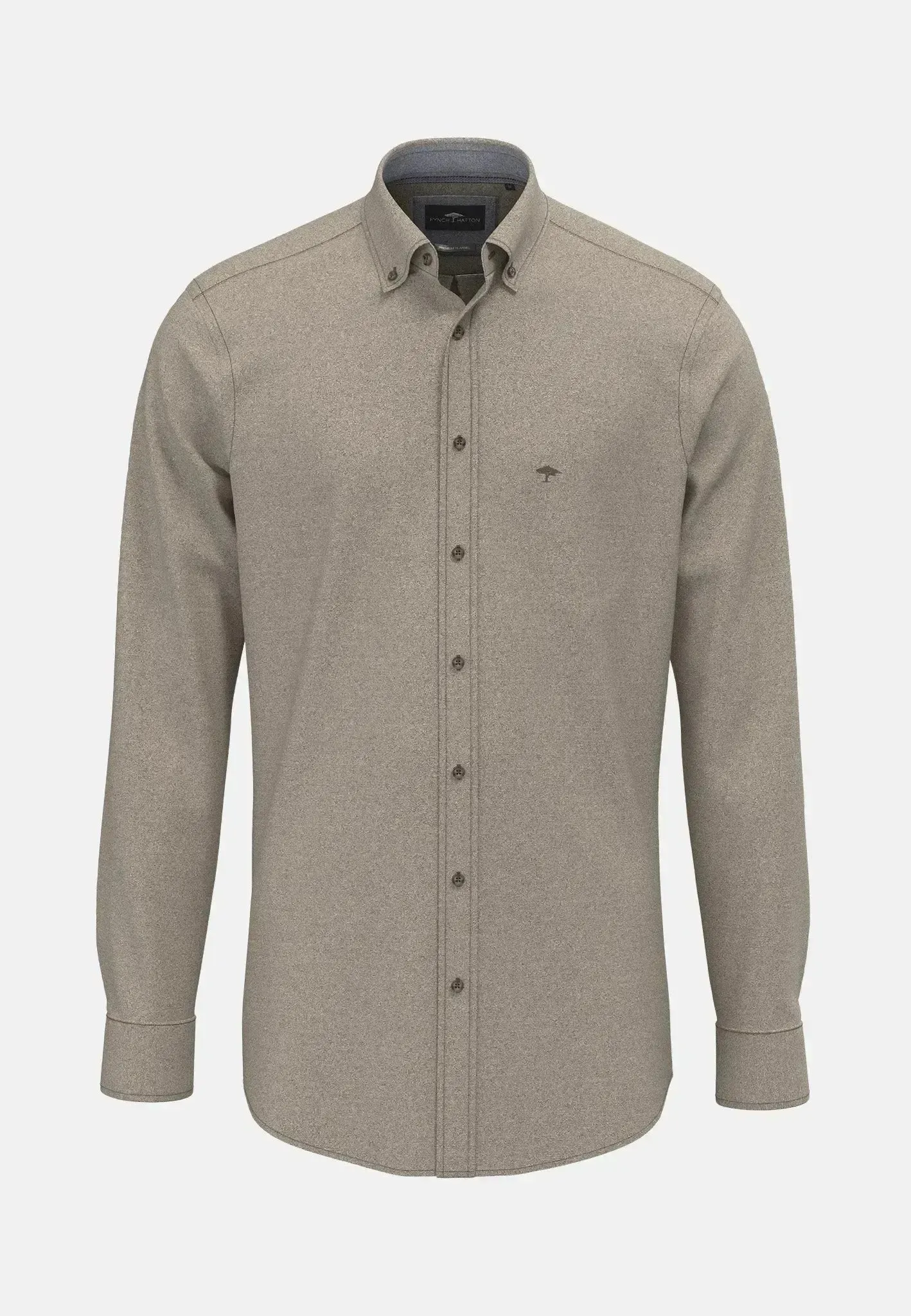 Fynch-Hatton Mens Herringbone Flannel Button Down Shirt Dark Chocolate