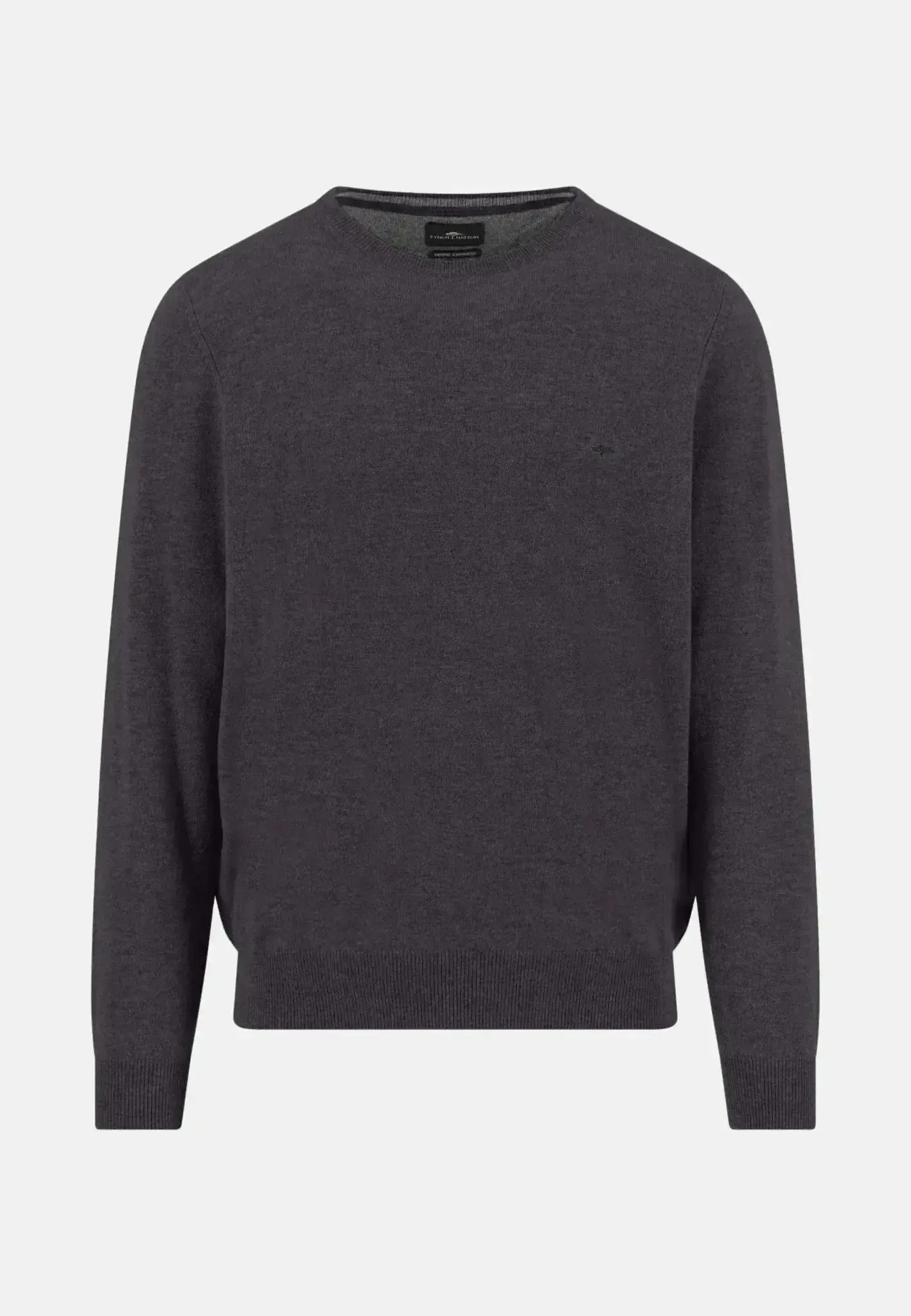 Fynch-Hatton Mens Merino Wool Cashmere Crewneck Knit Charcoal