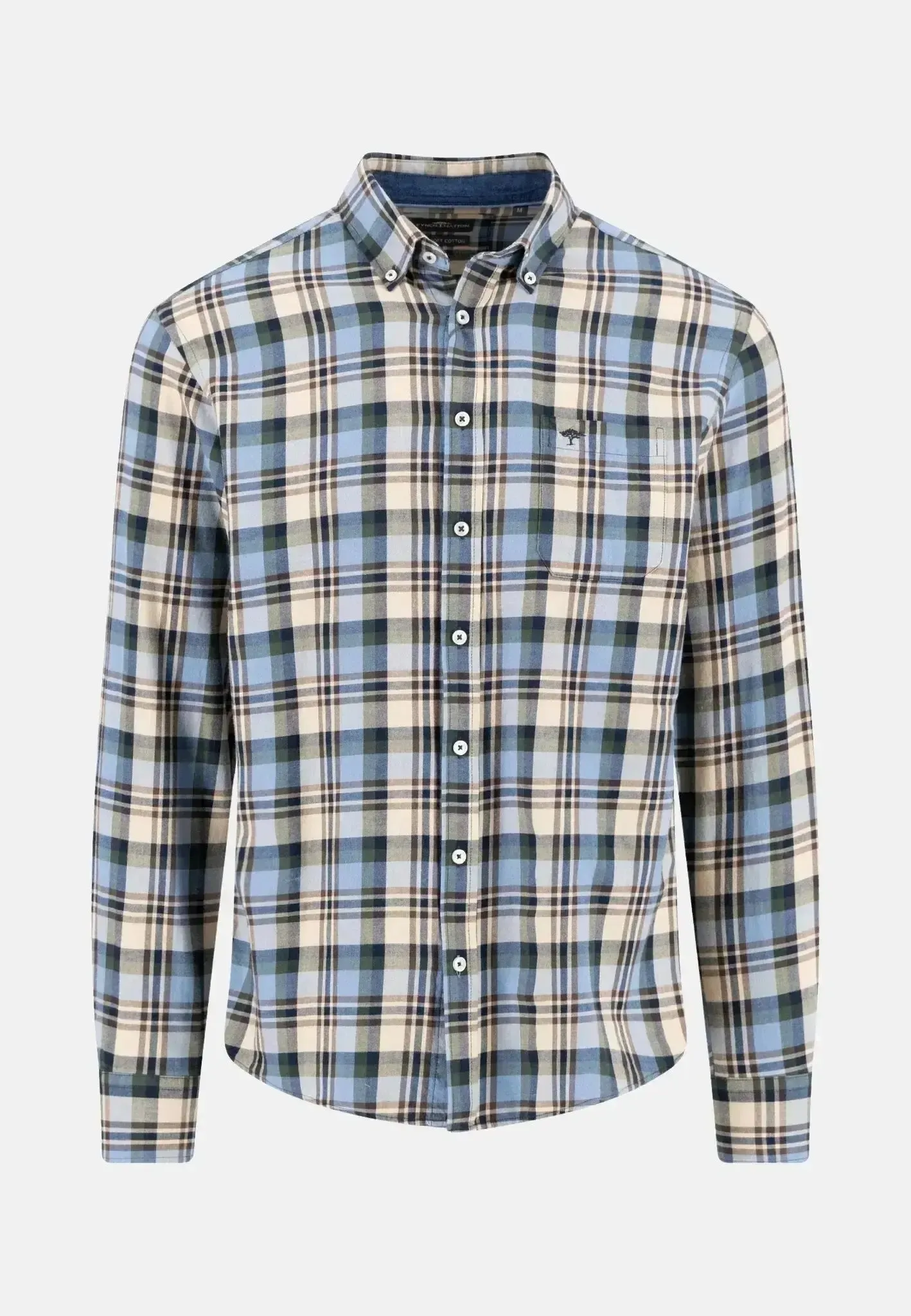 Fynch-Hatton Mens Multicolour Flannel Check Shirt Sand