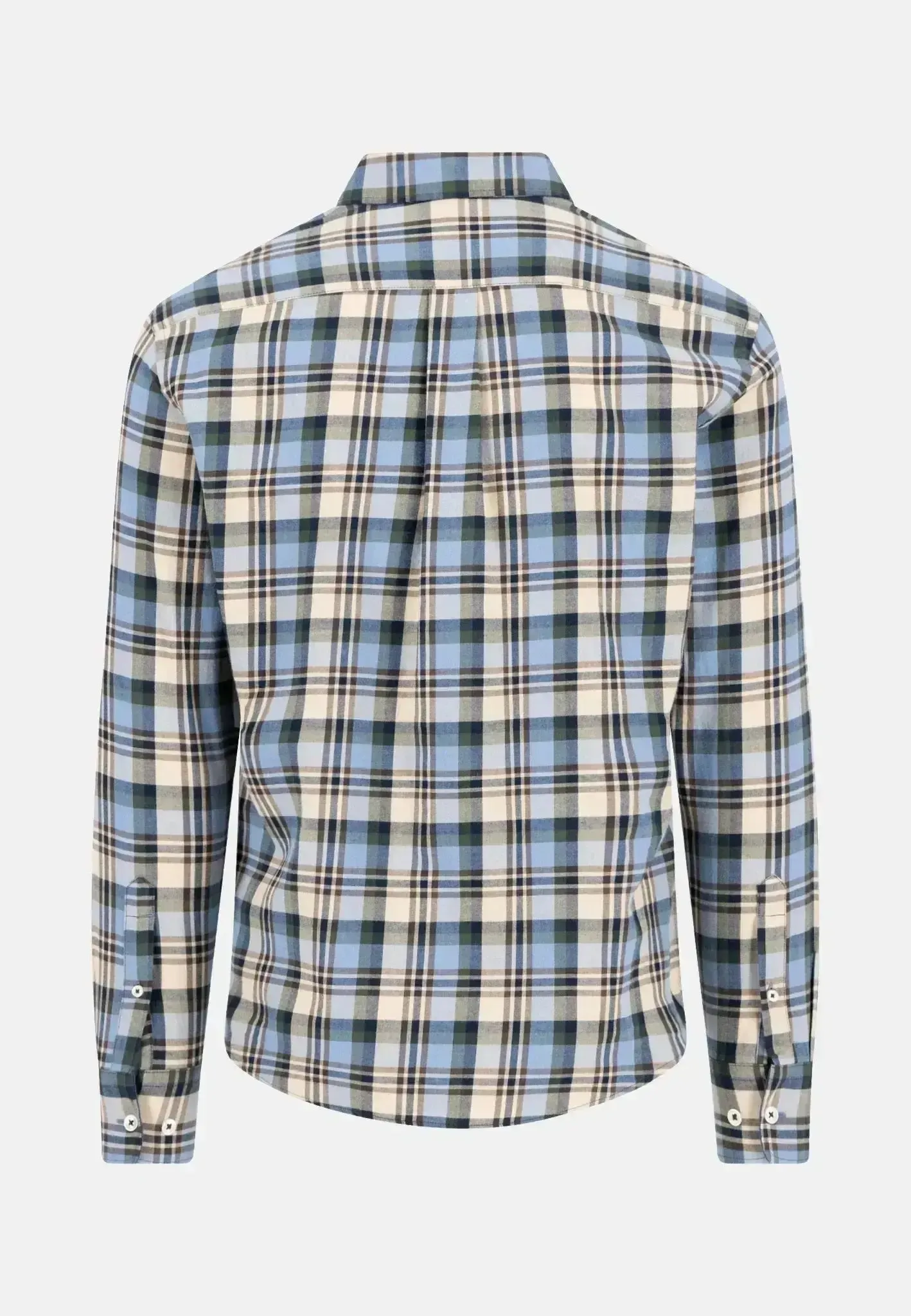 Fynch-Hatton Mens Multicolour Flannel Check Shirt Sand - Image 2