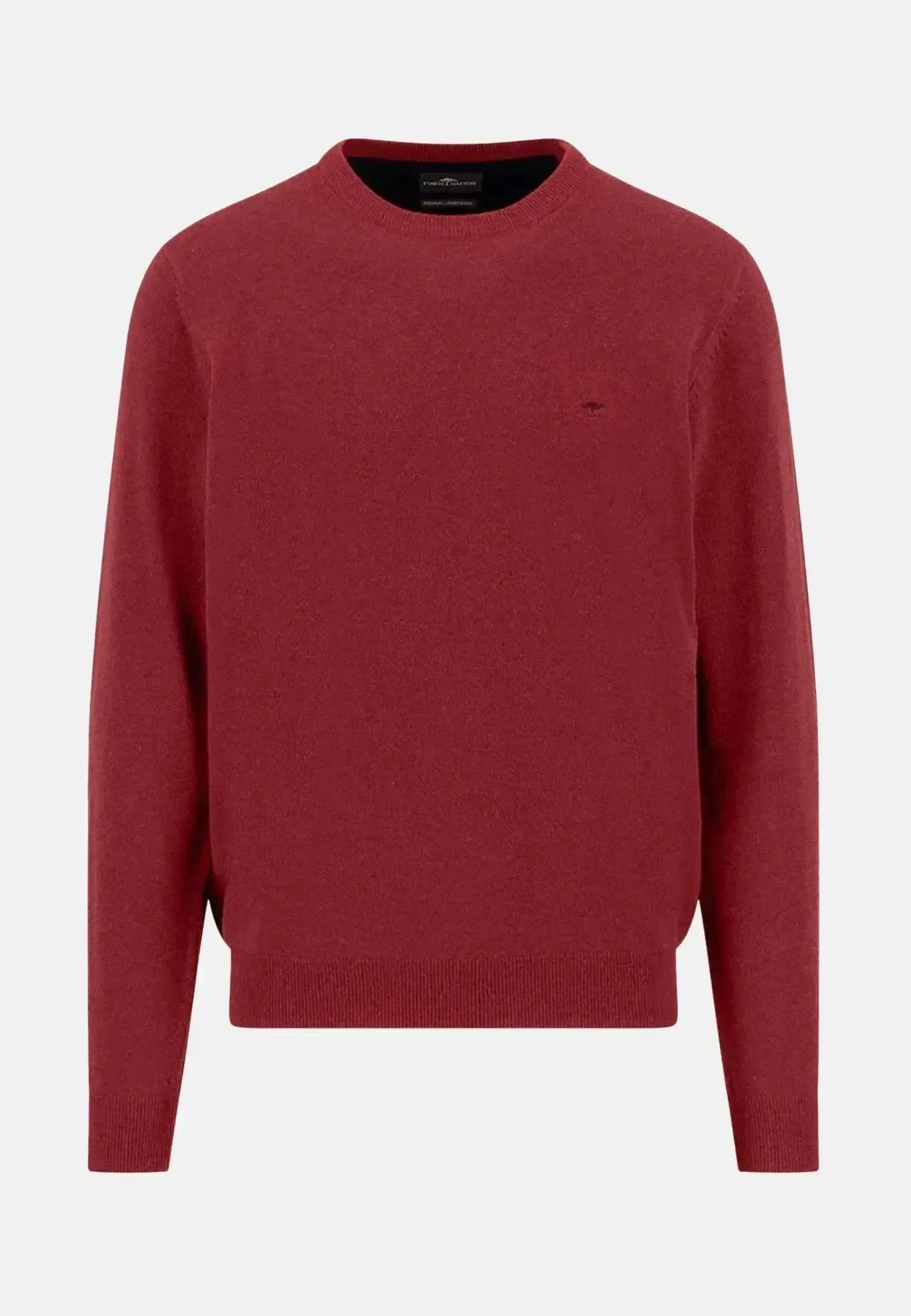 Fynch-Hatton Mens Pure Lambswool Crewneck Knit Garnet Red