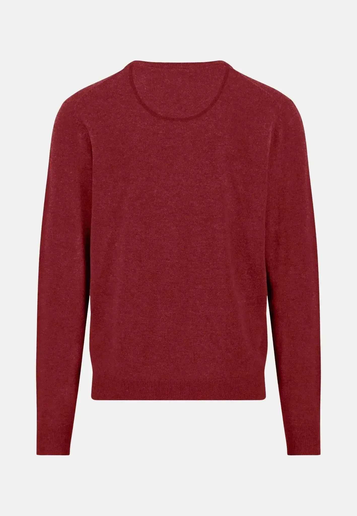Fynch-Hatton Mens Pure Lambswool Crewneck Knit Garnet Red - Image 2