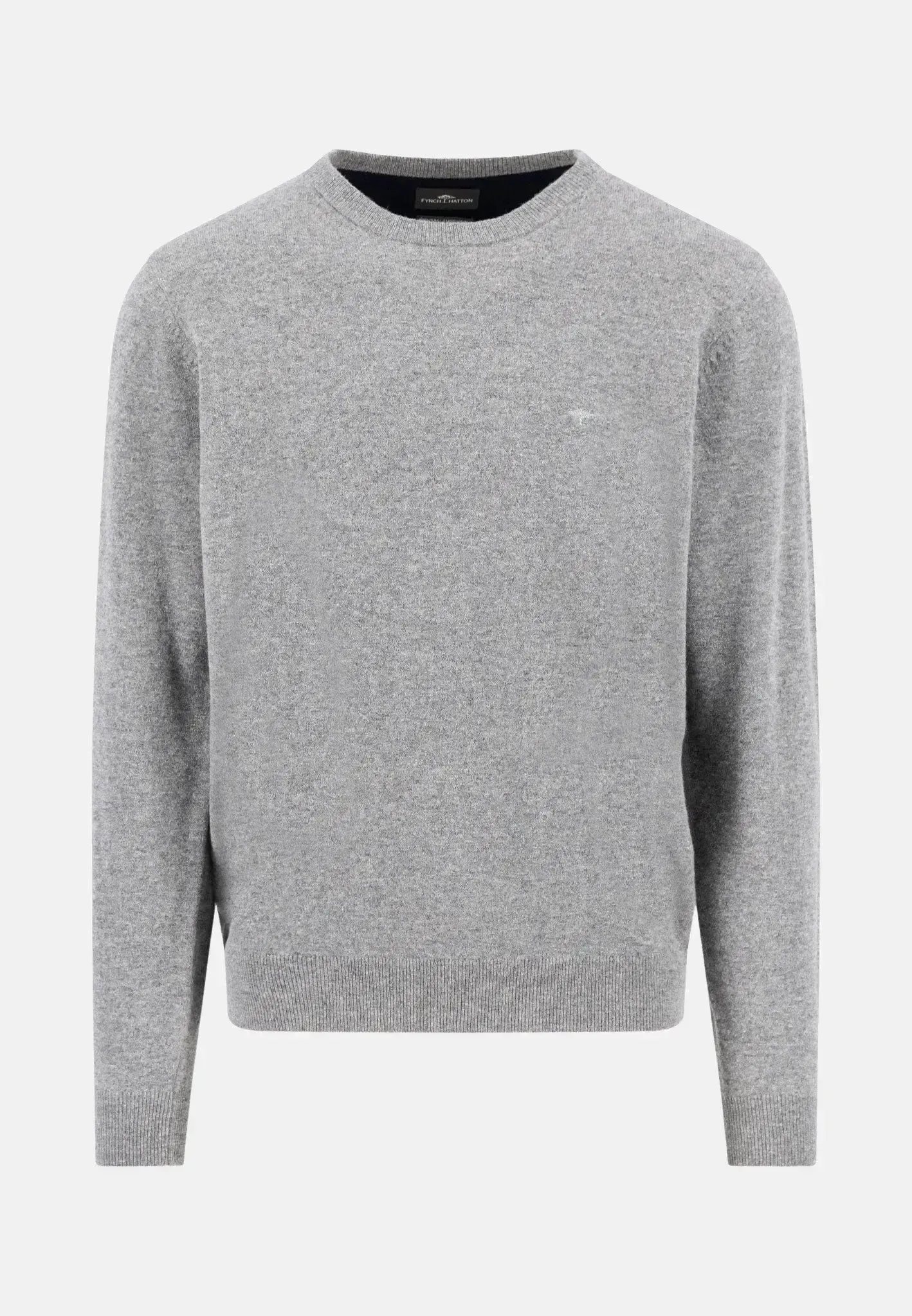 Fynch-Hatton Mens Pure Lambswool Crewneck Knit Steel