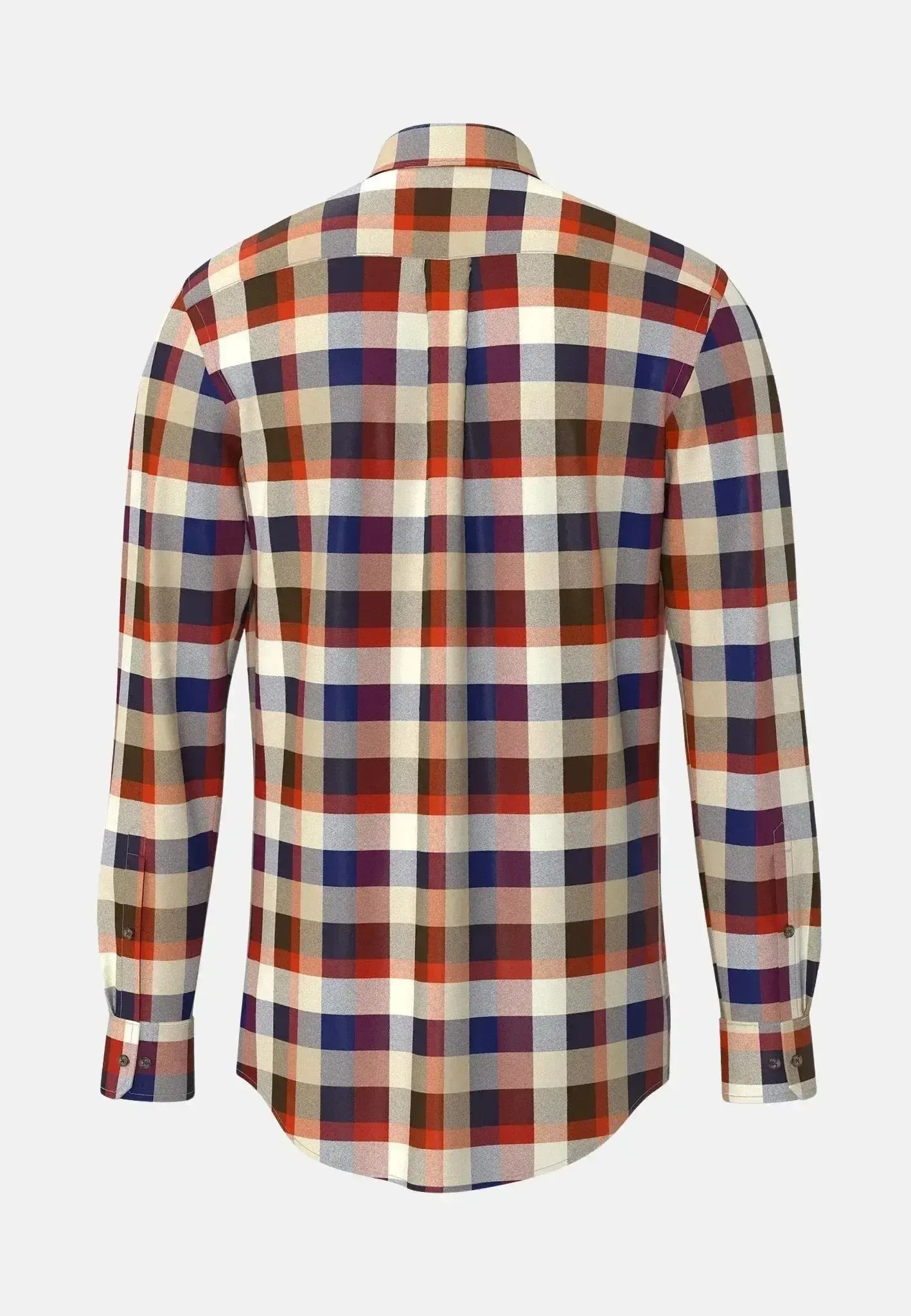 Fynch-Hatton Mens Square Flannel Check Shirt Garnet Red - Image 2