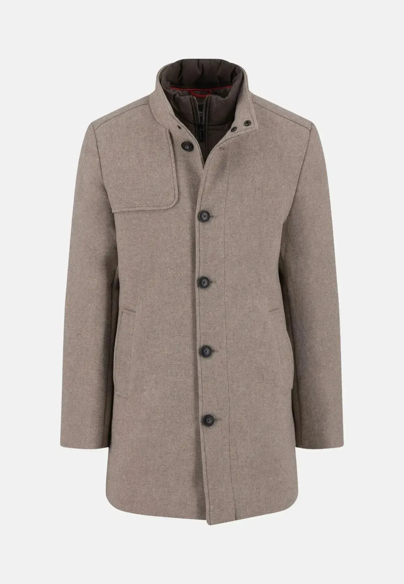 Fynch-Hatton Mens Standcollar Insert Wool Mix Coat Sand