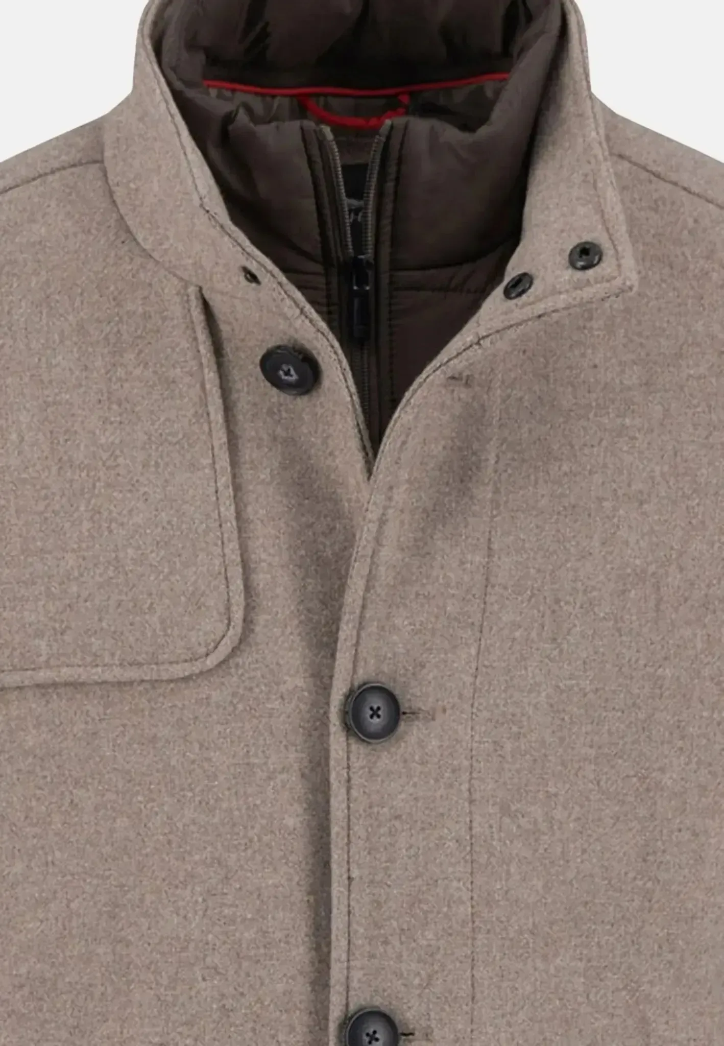 Fynch-Hatton Mens Standcollar Insert Wool Mix Coat Sand - Image 3
