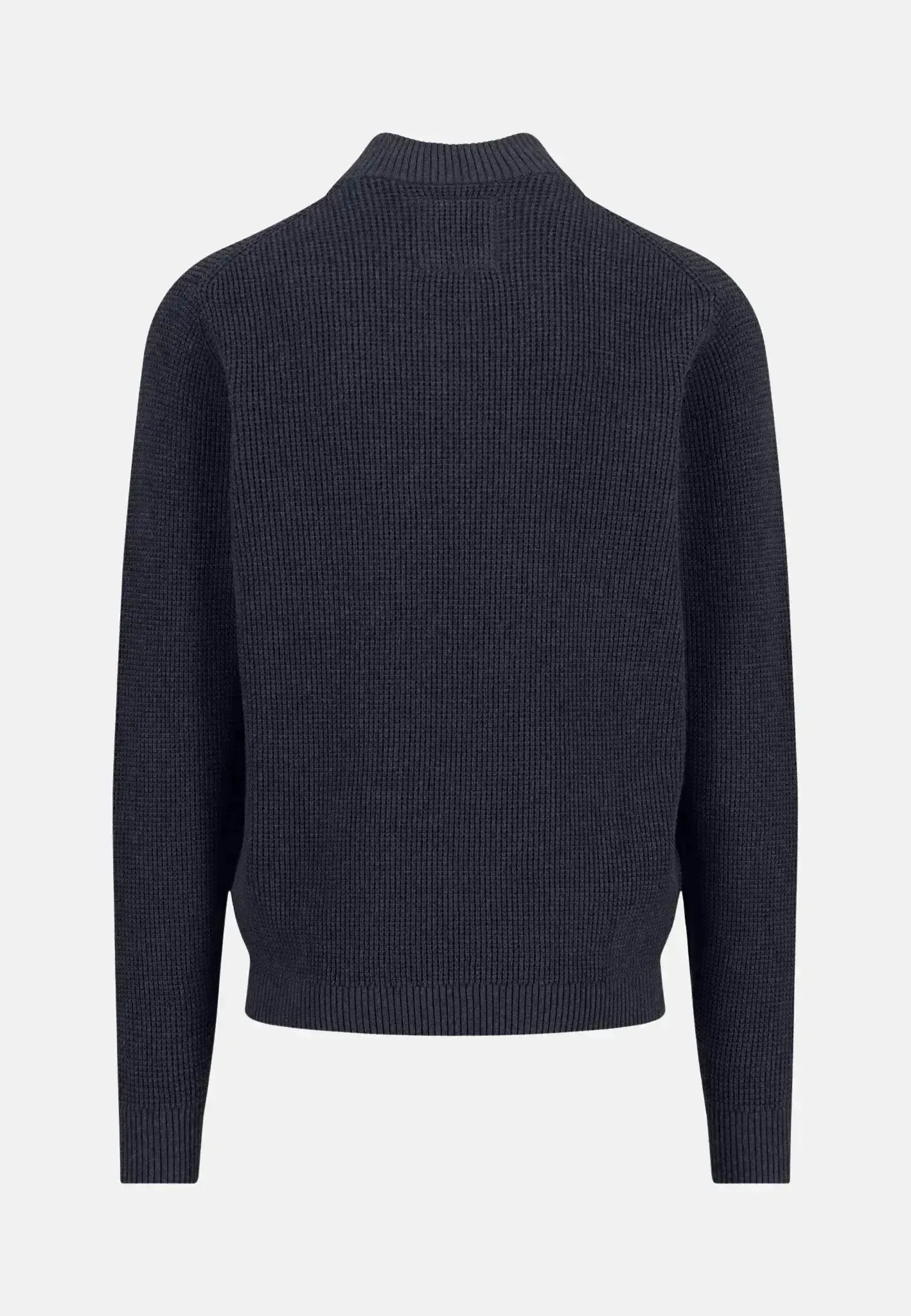 Fynch-Hatton Mens Structured Cotton 1/4 Zip Knit Navy - Image 2