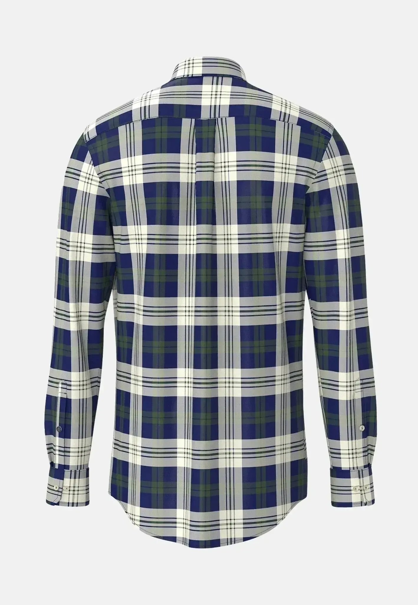 Fynch-Hatton Mens Washed Oxford Check Button Down Shirt Dark Leaf - Image 2