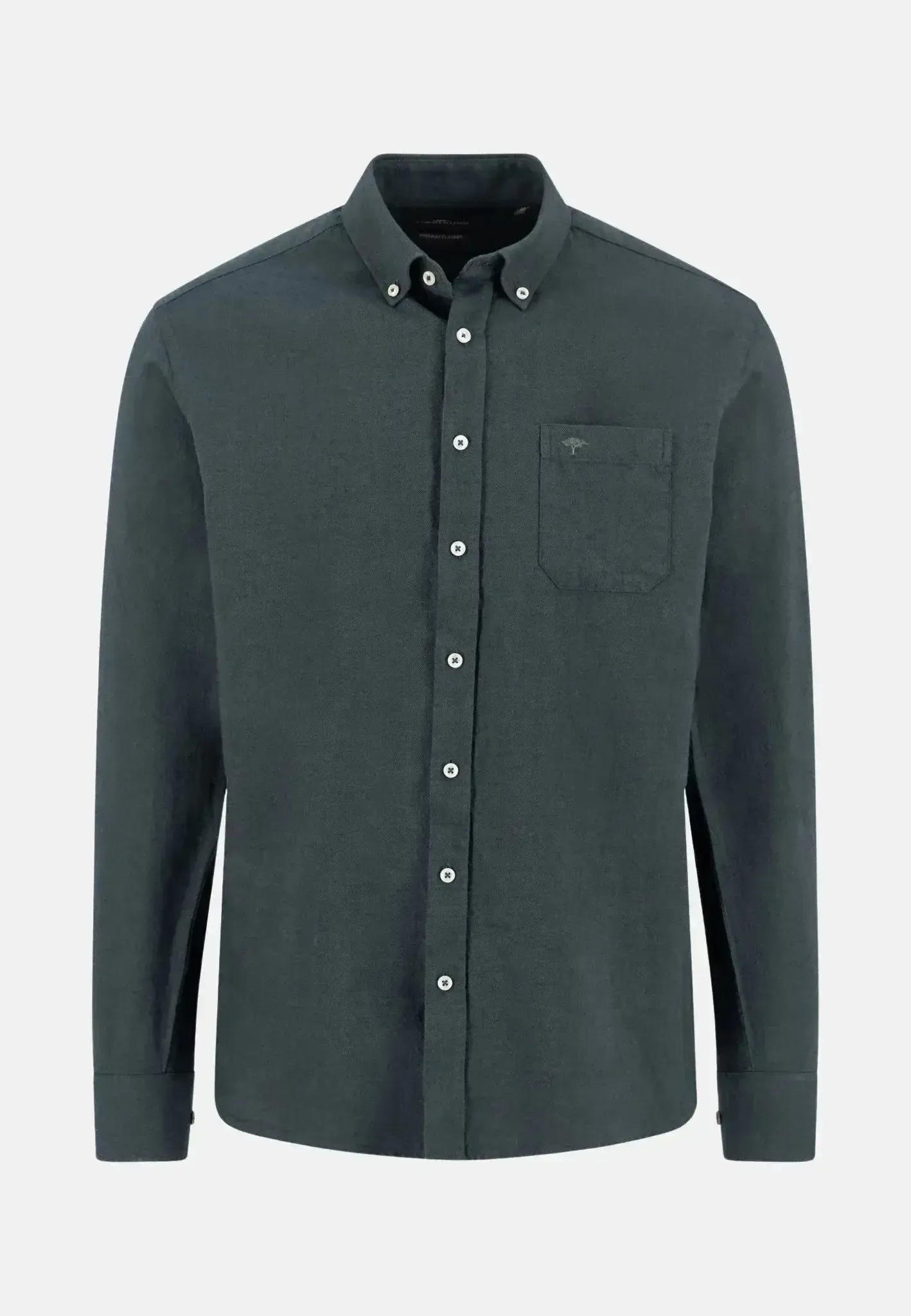 Fynch-Hatton Mens Winter Solid Button Down Shirt Dark Ivy