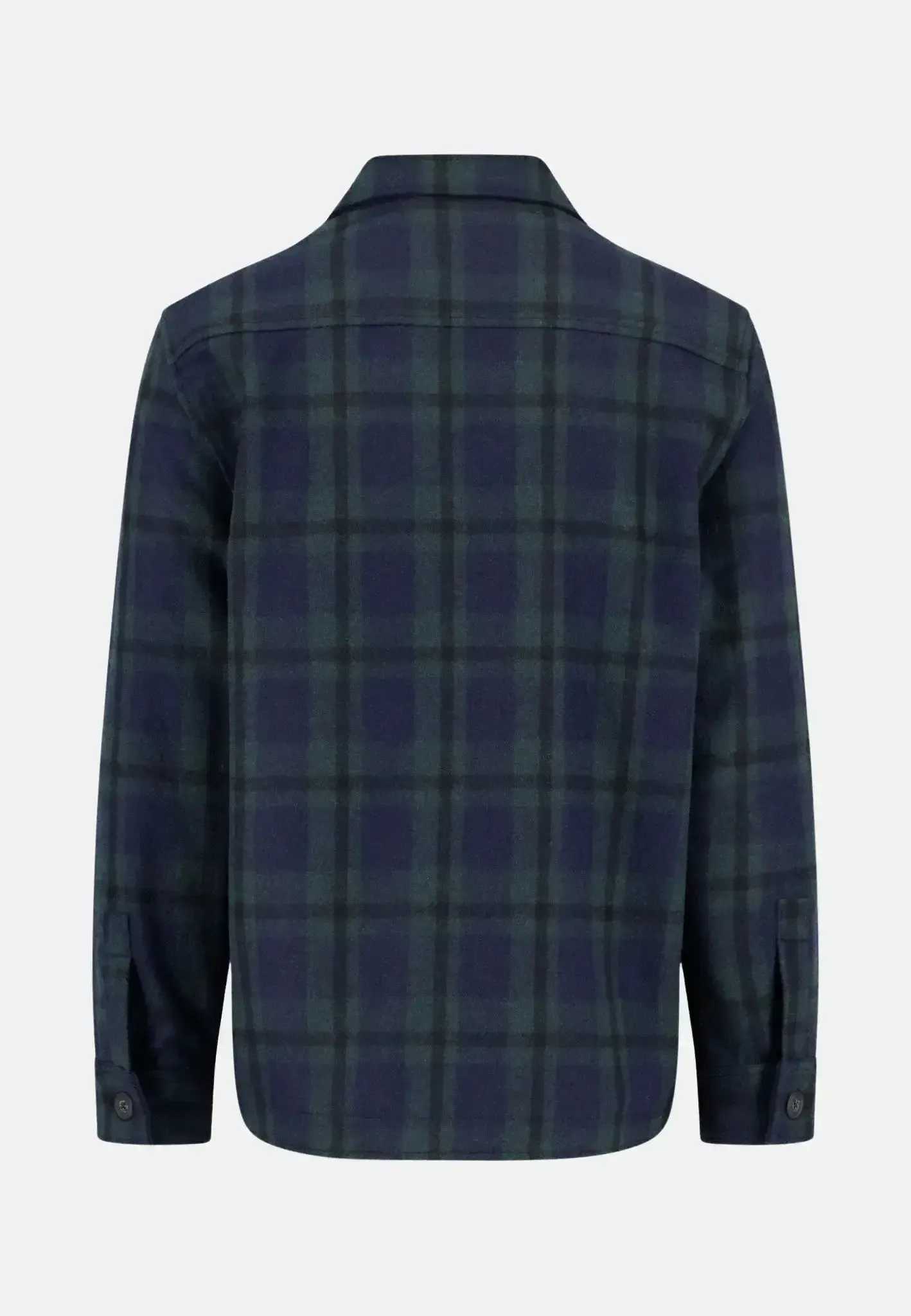 Fynch-Hatton Mens Wool Mix Checked Overshirt Dark Navy - Image 2