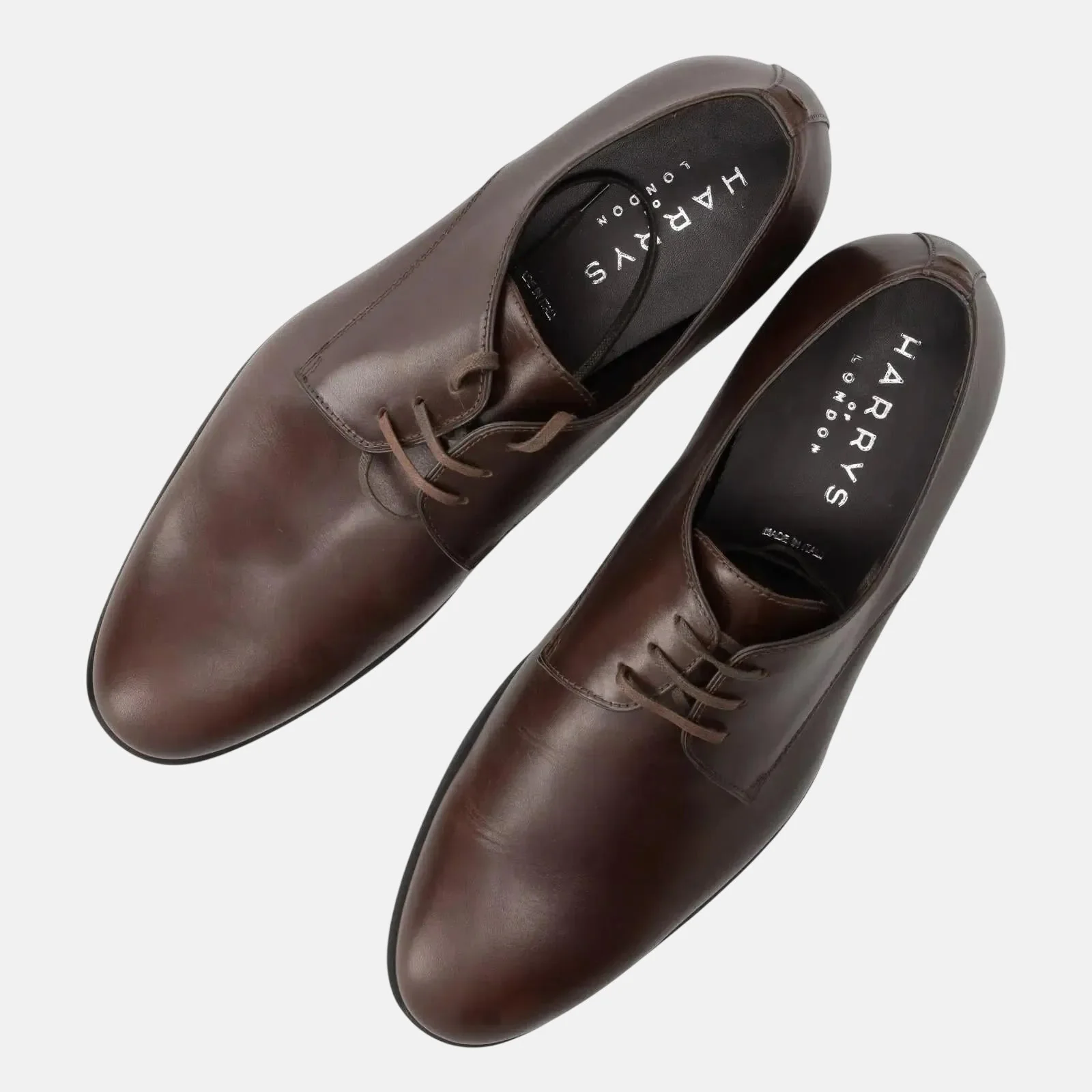 Harrys Of London Christopher R Polished Leather Derby Shoe Dark Brown - Image 3