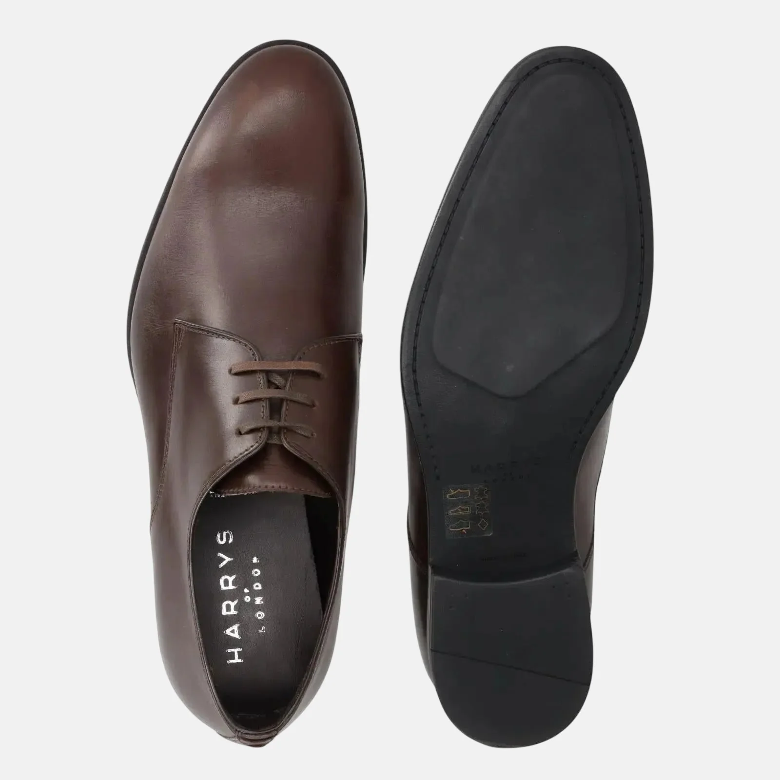 Harrys Of London Christopher R Polished Leather Derby Shoe Dark Brown - Image 4