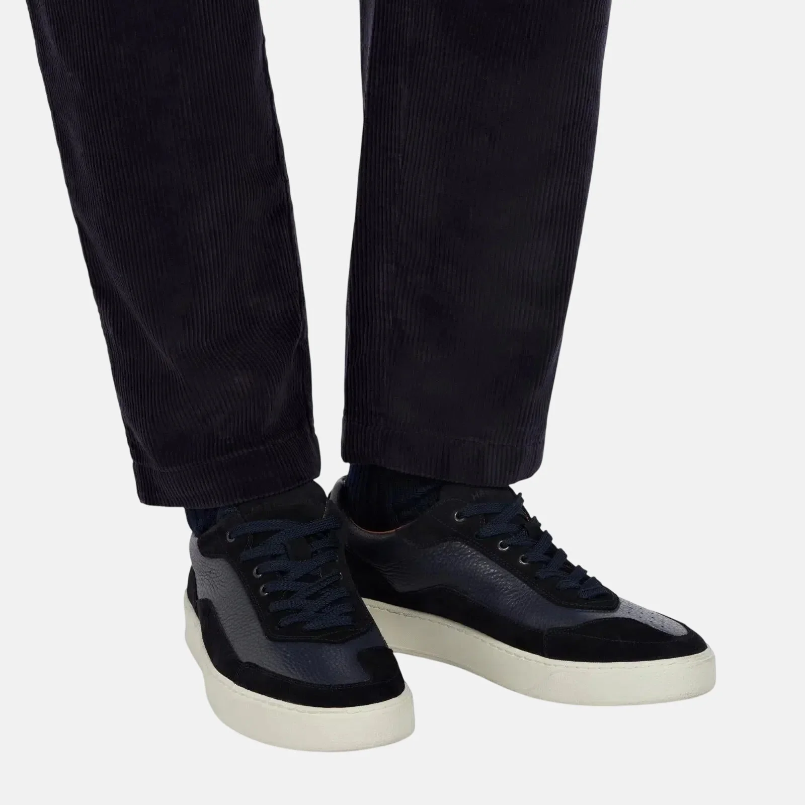 Harrys Of London Finch Suede Soft Milled Calf Trainer Navy - Image 5