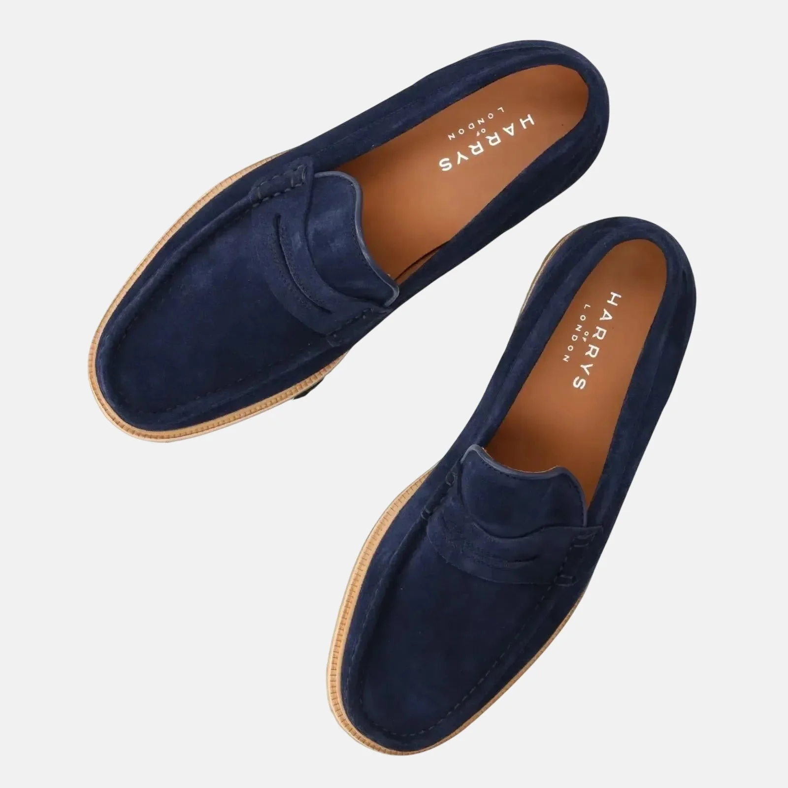 Harrys Of London Healey Suede Penny Loafer Navy - Image 3