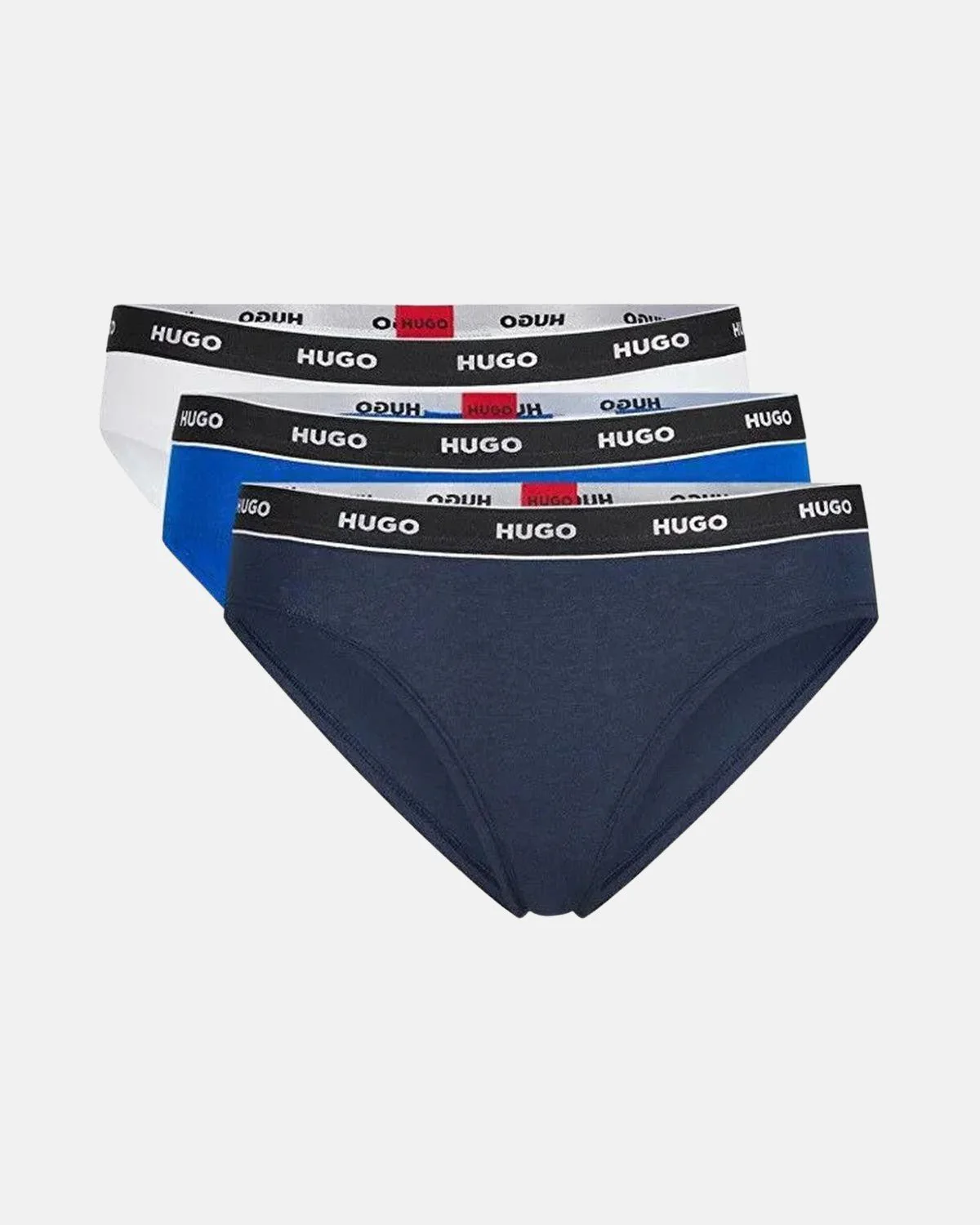HUGO WOMENS 3 PACK BRIEFS NAVY WHITE BLUE