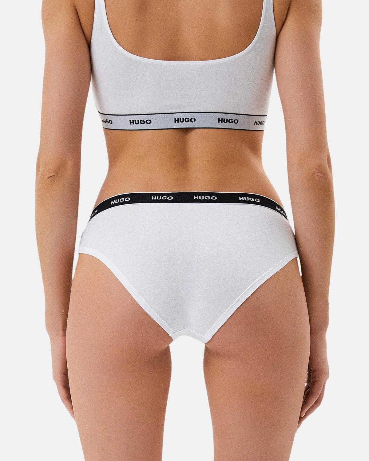 HUGO WOMENS 3 PACK BRIEFS NAVY WHITE BLUE - Image 3