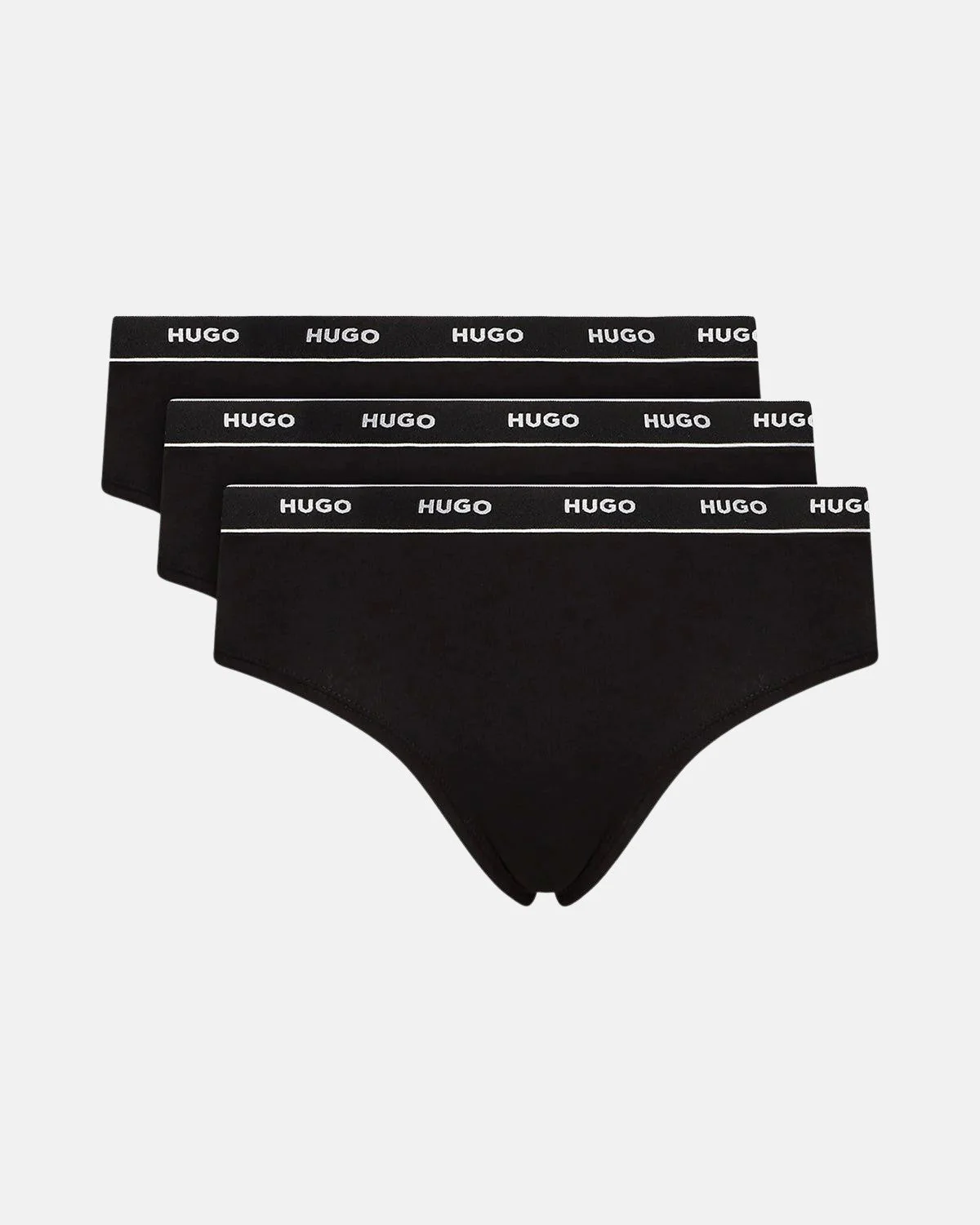 HUGO WOMENS 3 PACK HIPSTER BRIEFS BLACK