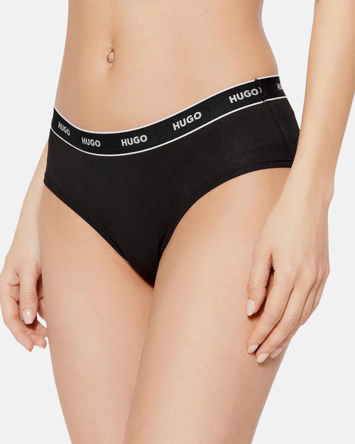 HUGO WOMENS 3 PACK HIPSTER BRIEFS BLACK - Image 4