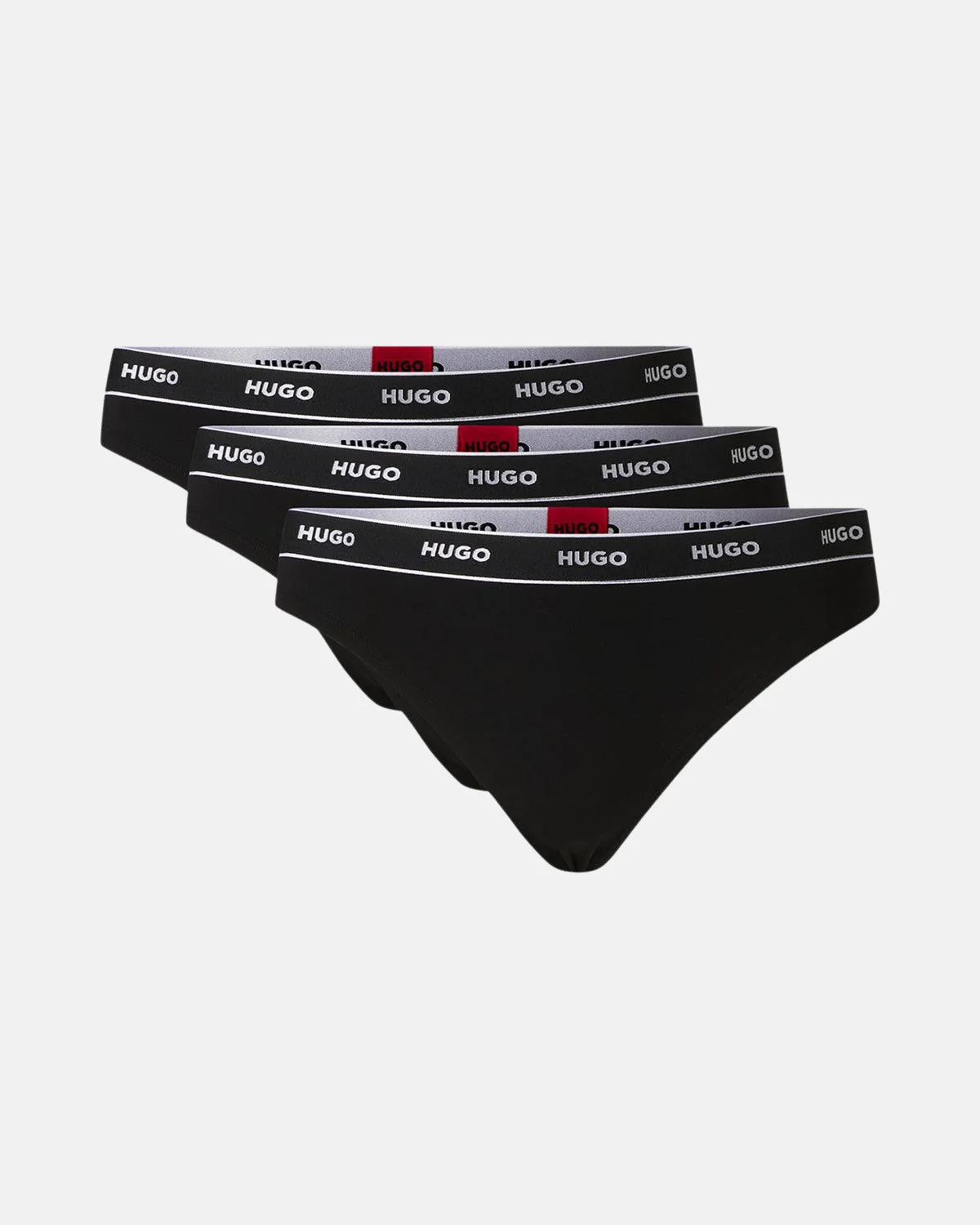HUGO WOMENS 3 PACK THONGS BLACK