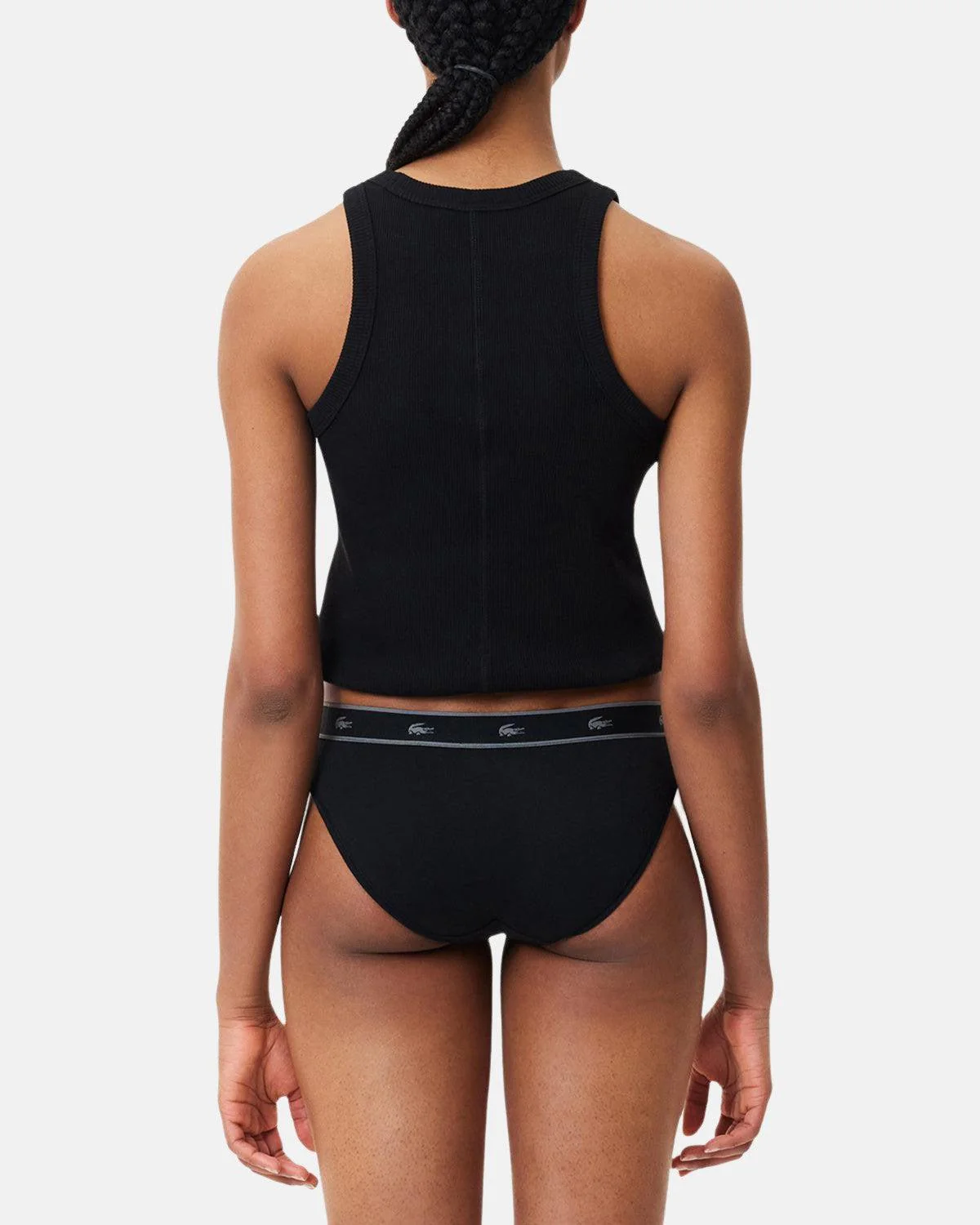 LACOSTE WOMENS ESSENTIAL STRETCH COTTON BRIEFS BLACK - Image 3