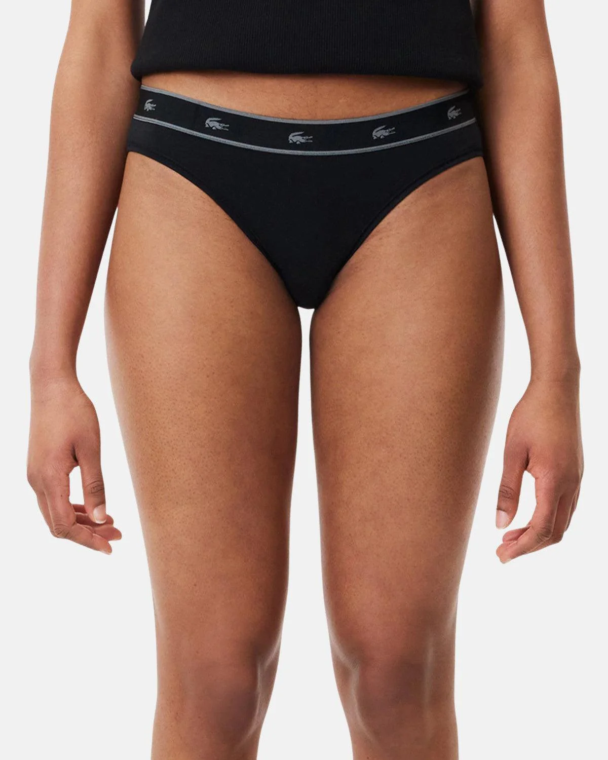 LACOSTE WOMENS ESSENTIAL STRETCH COTTON BRIEFS BLACK - Image 4