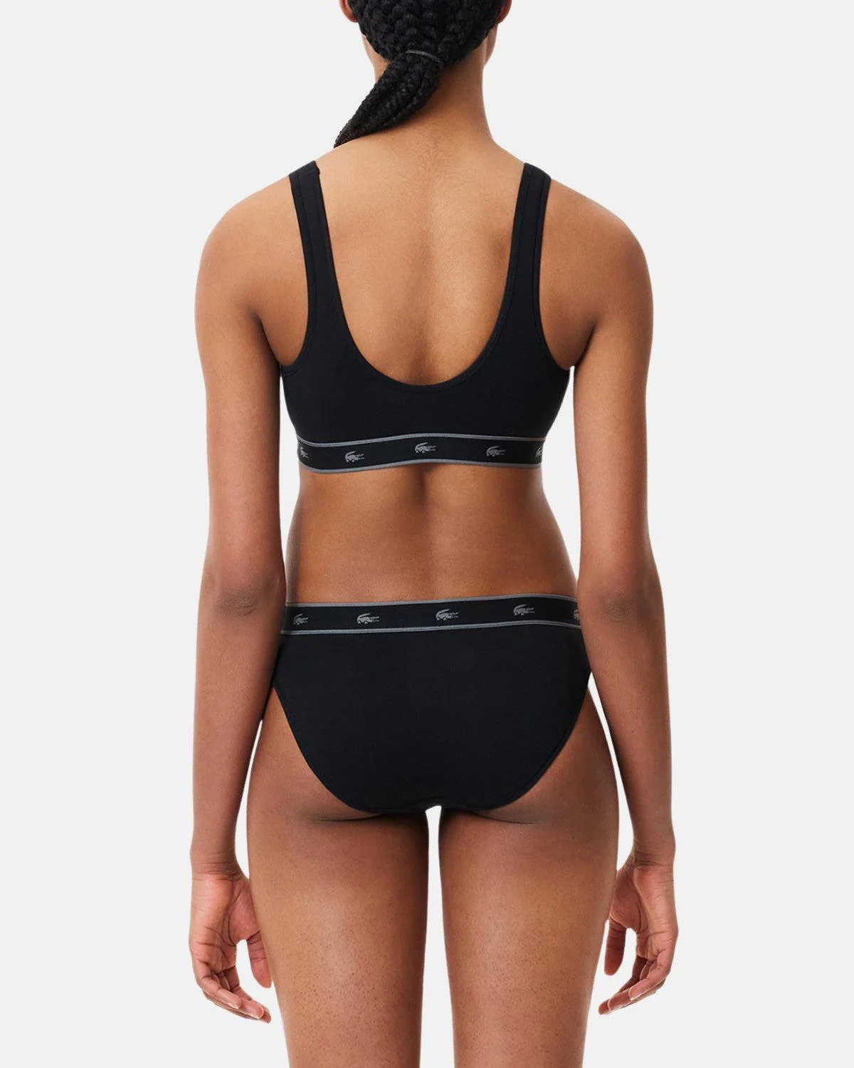 LACOSTE WOMENS ESSENTIAL STRETCH COTTON TRIANGLE BRALETTE BLACK - Image 3