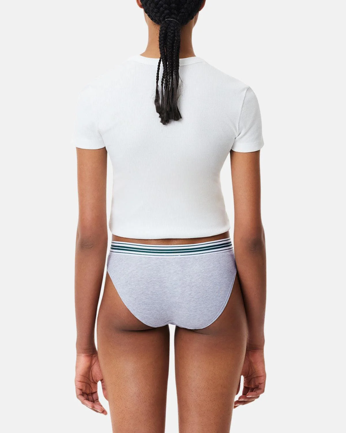 LACOSTE WOMENS HERITAGE STRETCH COTTON BRIEFS GREY CHINE - Image 4