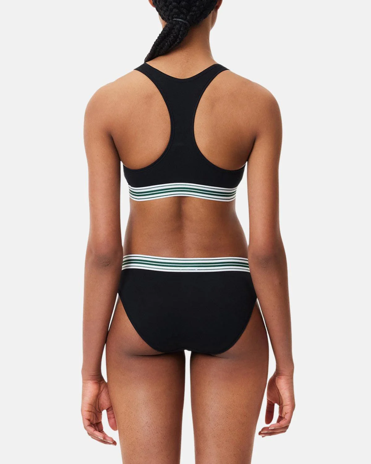 LACOSTE WOMENS HERITAGE STRETCH COTTON RACER BACK BRALETTE BLACK - Image 3