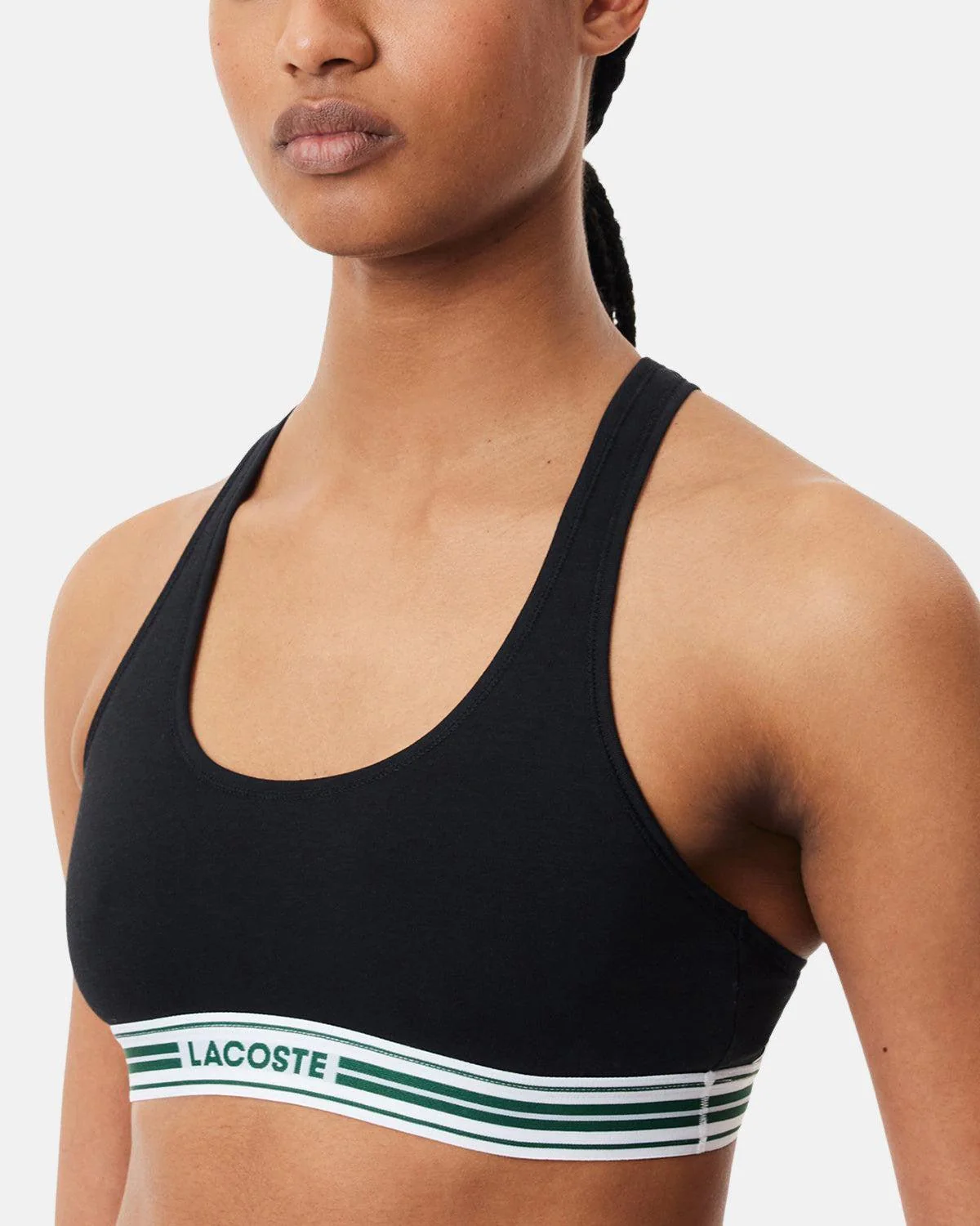LACOSTE WOMENS HERITAGE STRETCH COTTON RACER BACK BRALETTE BLACK - Image 4
