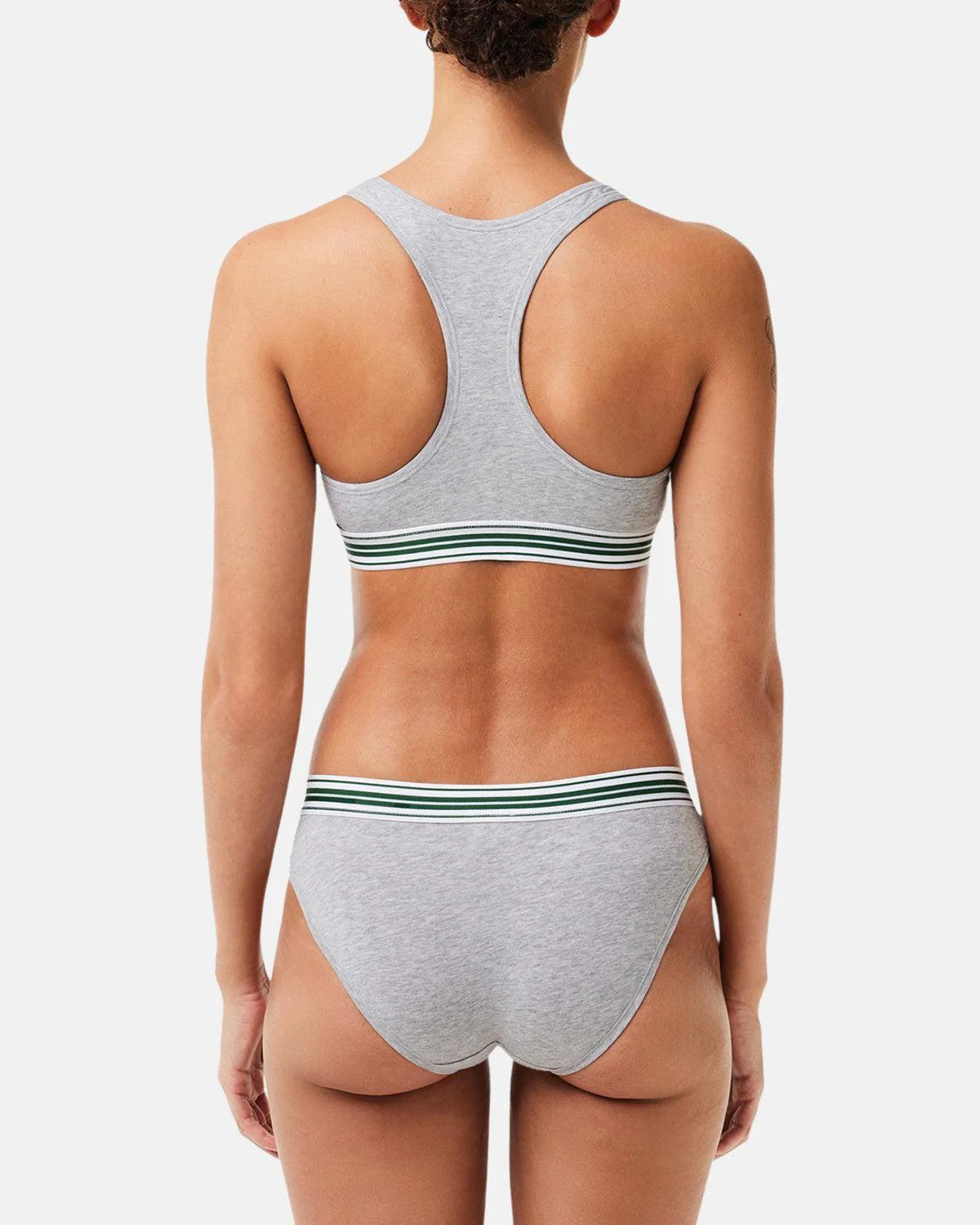 LACOSTE WOMENS HERITAGE STRETCH COTTON RACER BACK BRALETTE GREY CHINE - Image 4