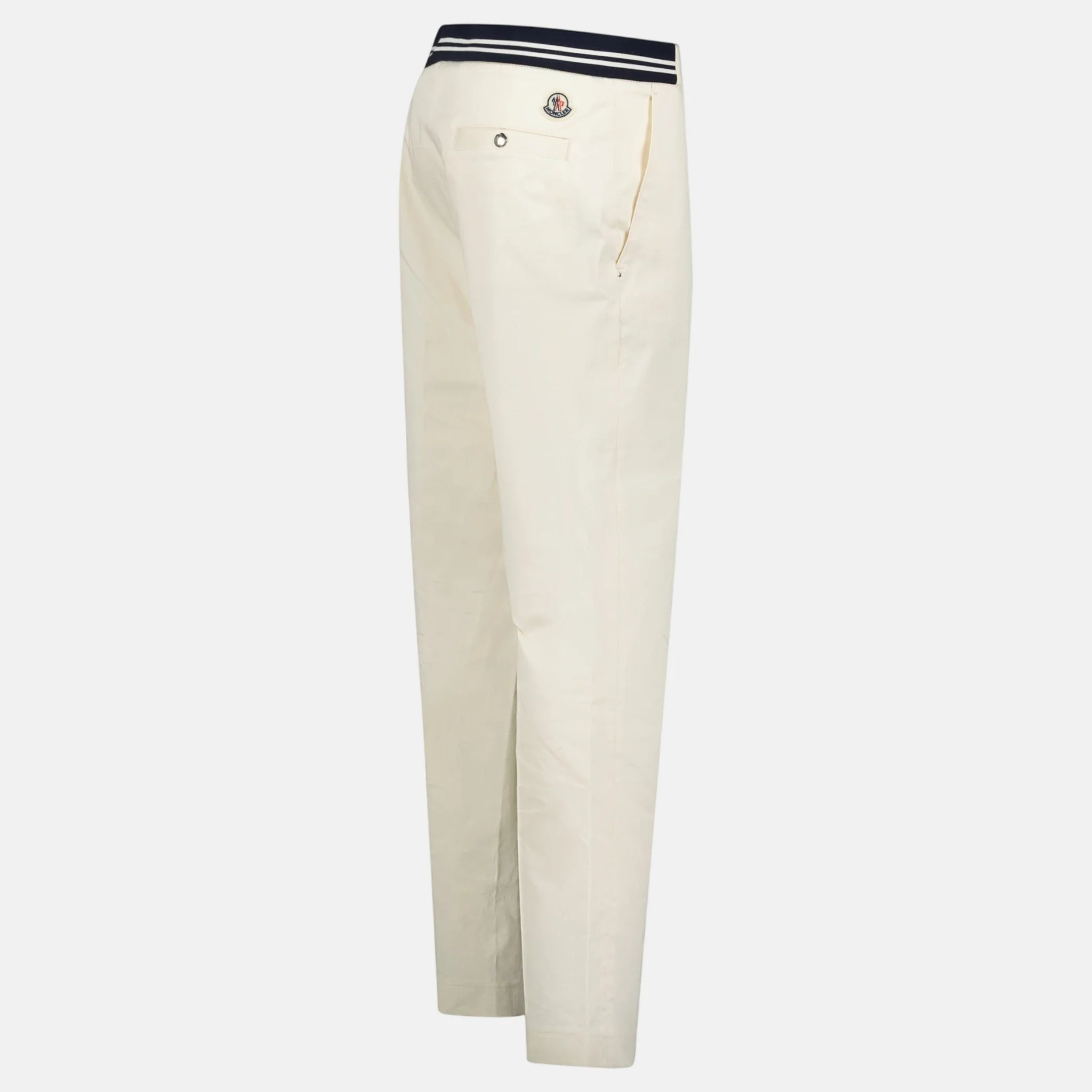 Moncler Chino Logo Trousers White - Image 3