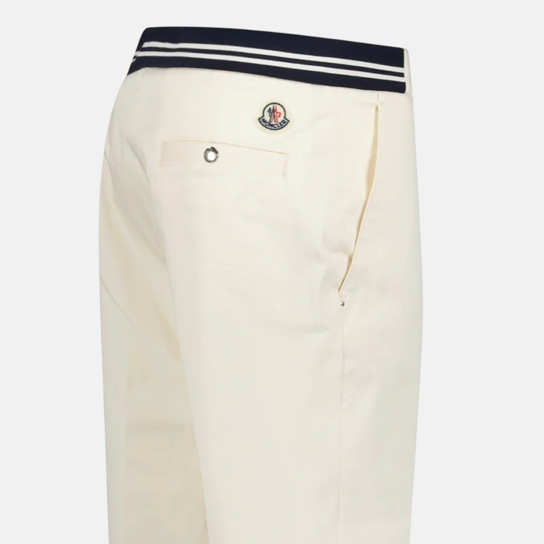 Moncler Chino Logo Trousers White - Image 4