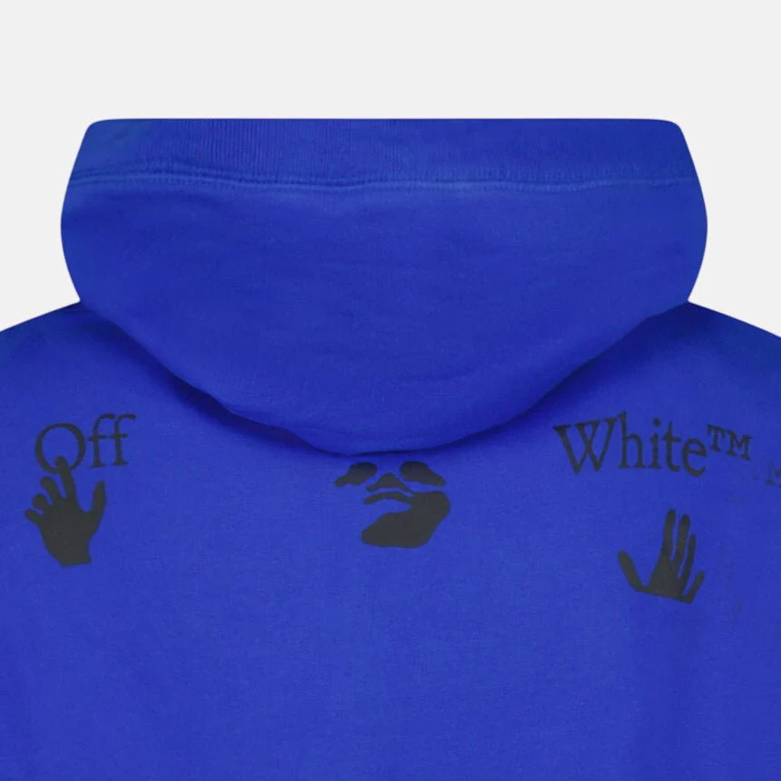 Off-White '90'S Hand Over' Logo Hoodie Blue - Image 4