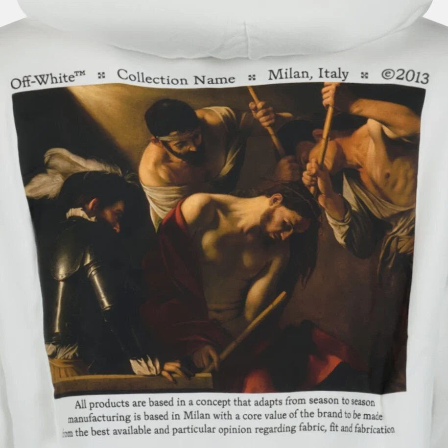 Off-White Caravaggio Logo Hooded Sweatshirt White - Image 4