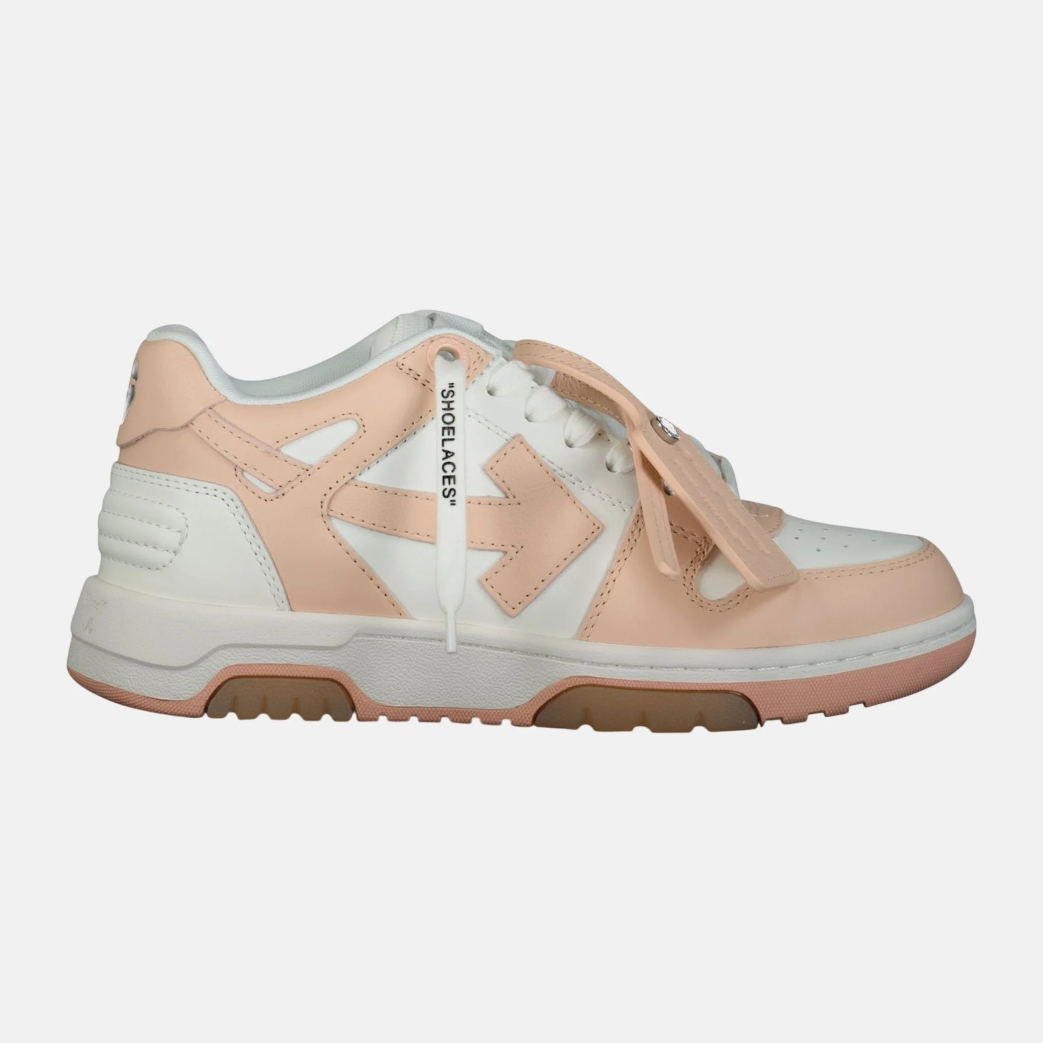 Off-White Womens Out Of Office Calf Leather Trainer White Powder Pink