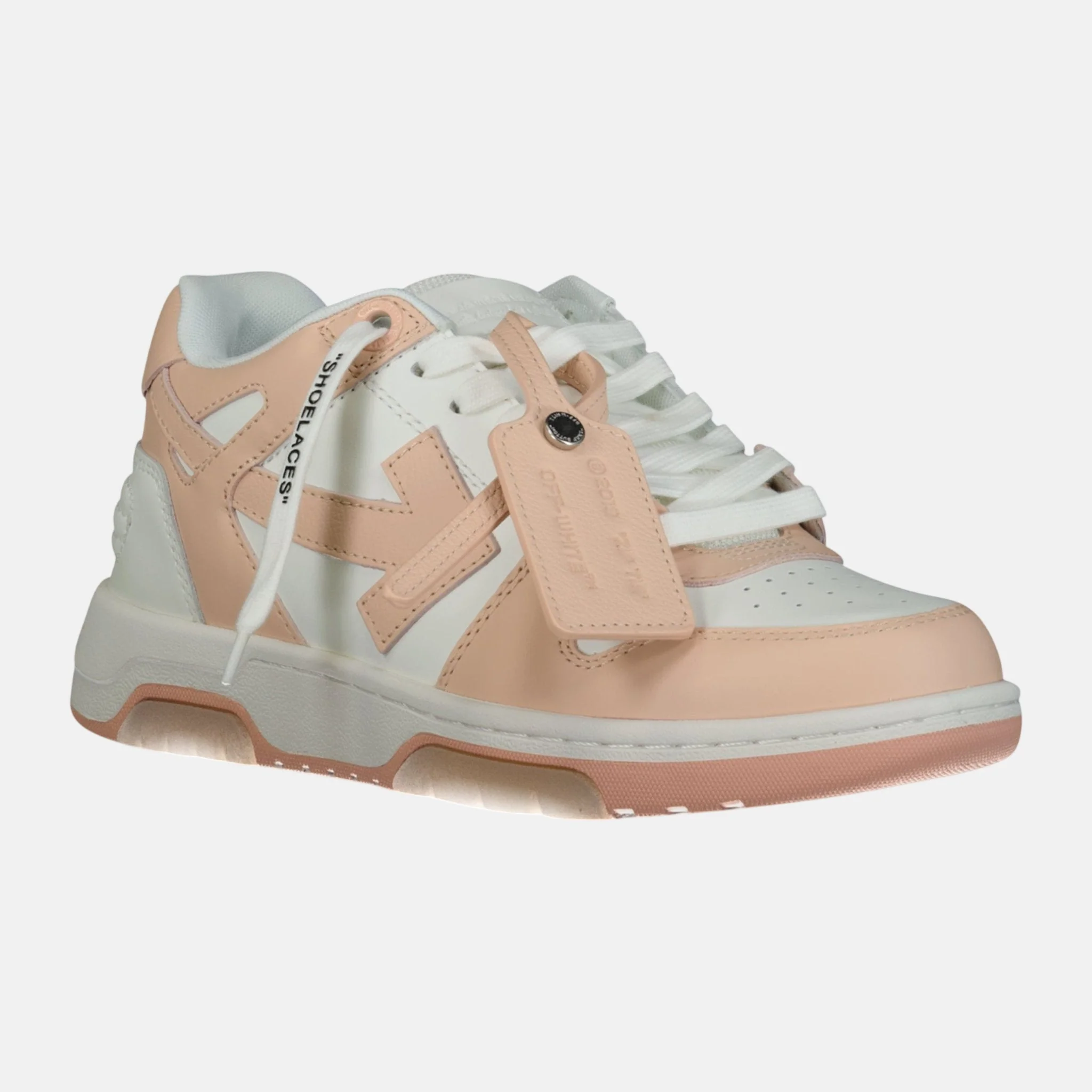 Off-White Womens Out Of Office Calf Leather Trainer White Powder Pink - Image 2
