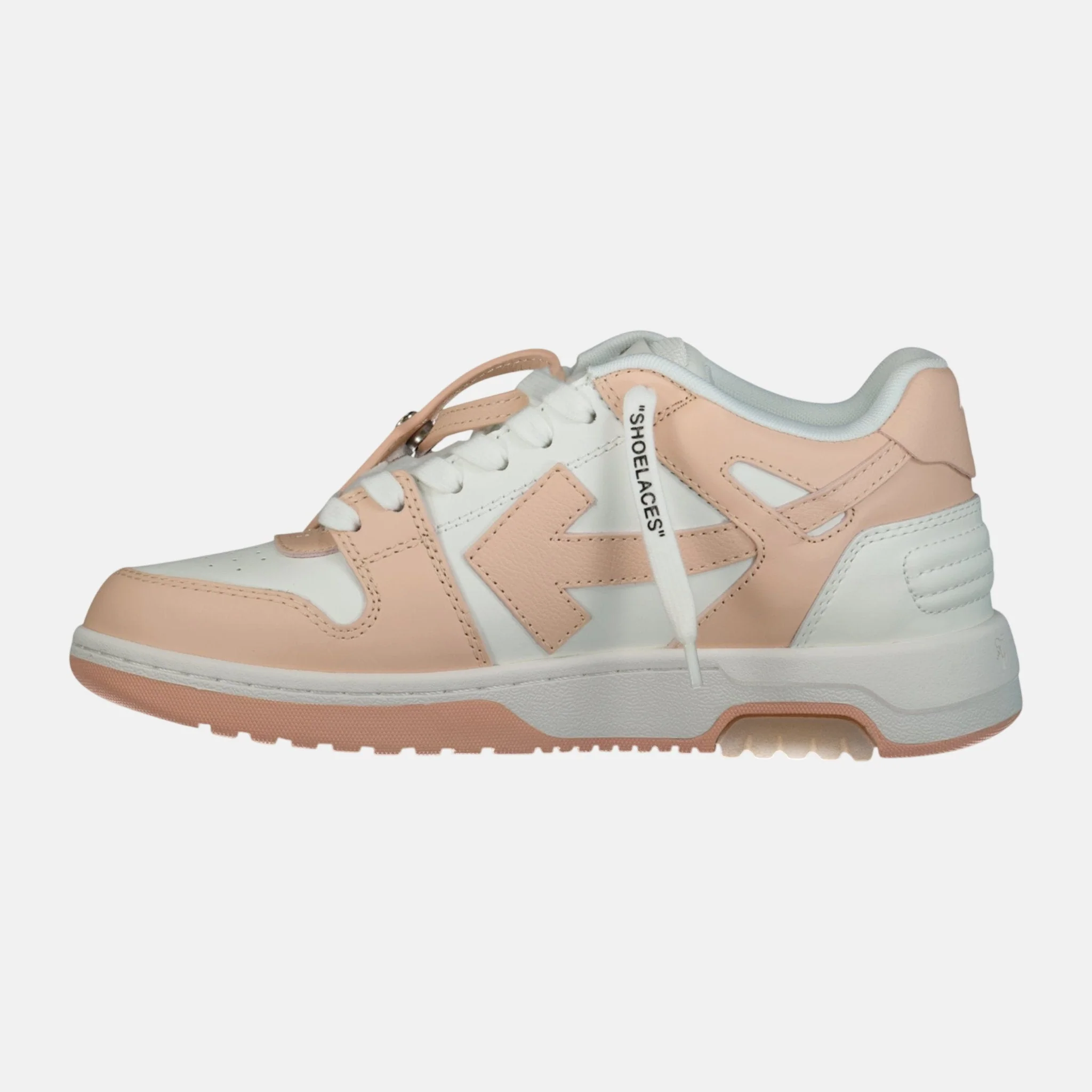 Off-White Womens Out Of Office Calf Leather Trainer White Powder Pink - Image 3