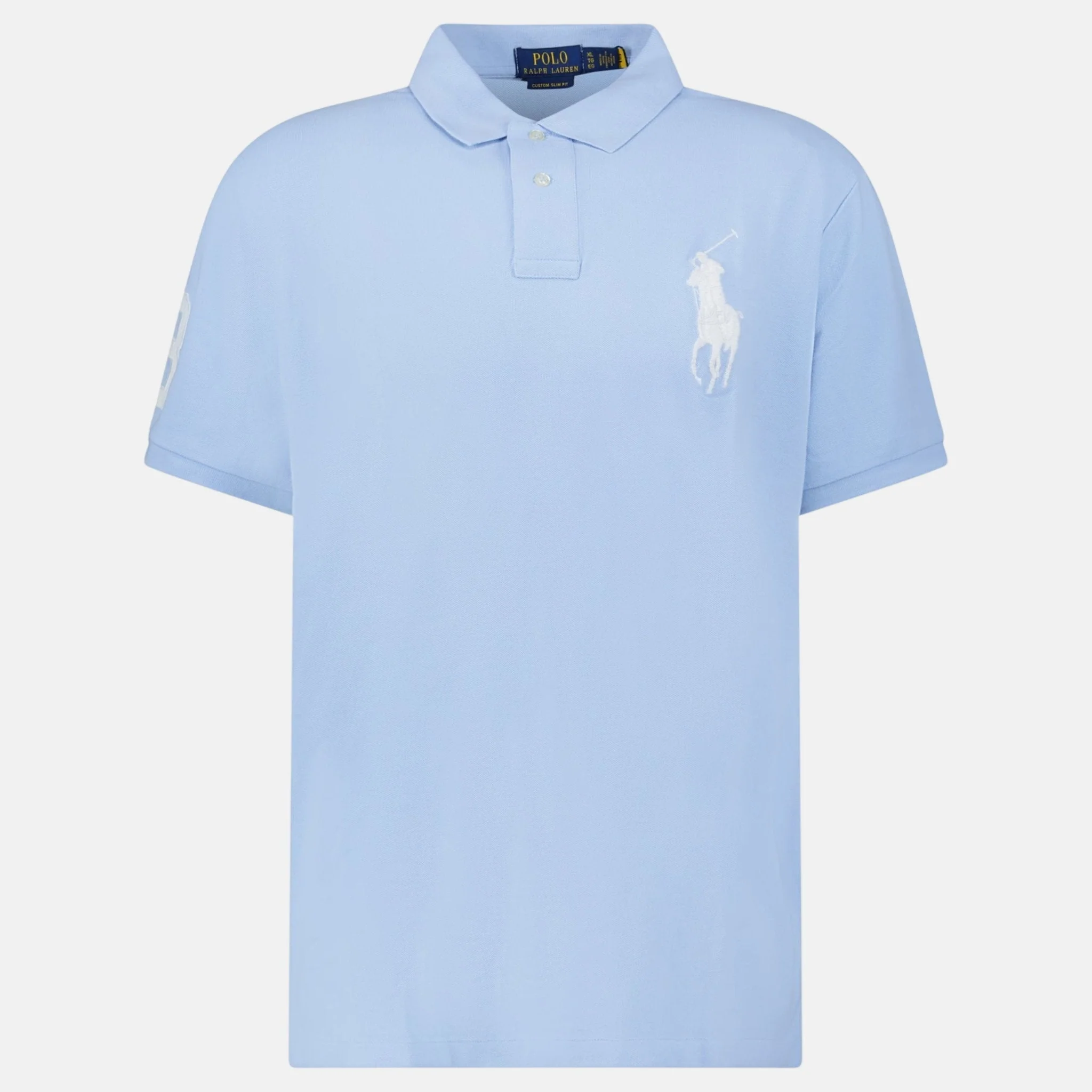 Ralph Lauren Big Pony Mesh Custom Slim Fit Polo Shirt Light Blue