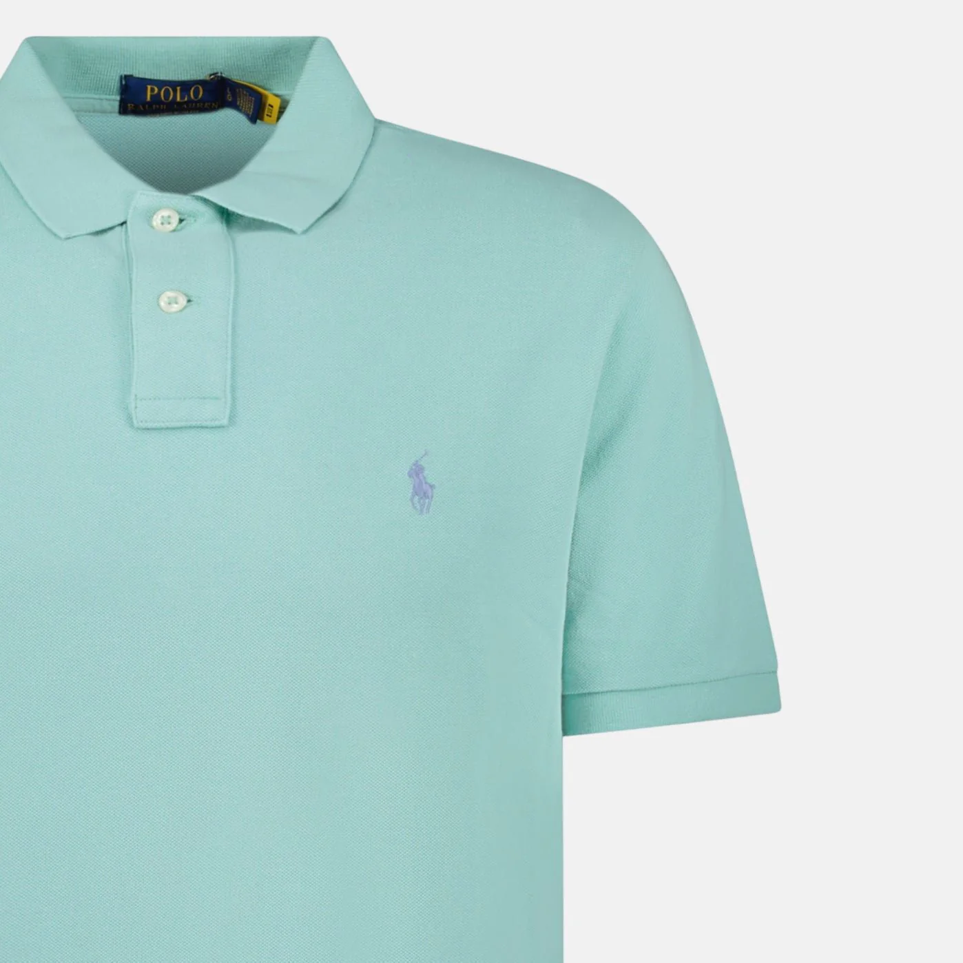 Ralph Lauren Cotton Mesh Custom Slim Fit Polo Shirt Celadon - Image 3