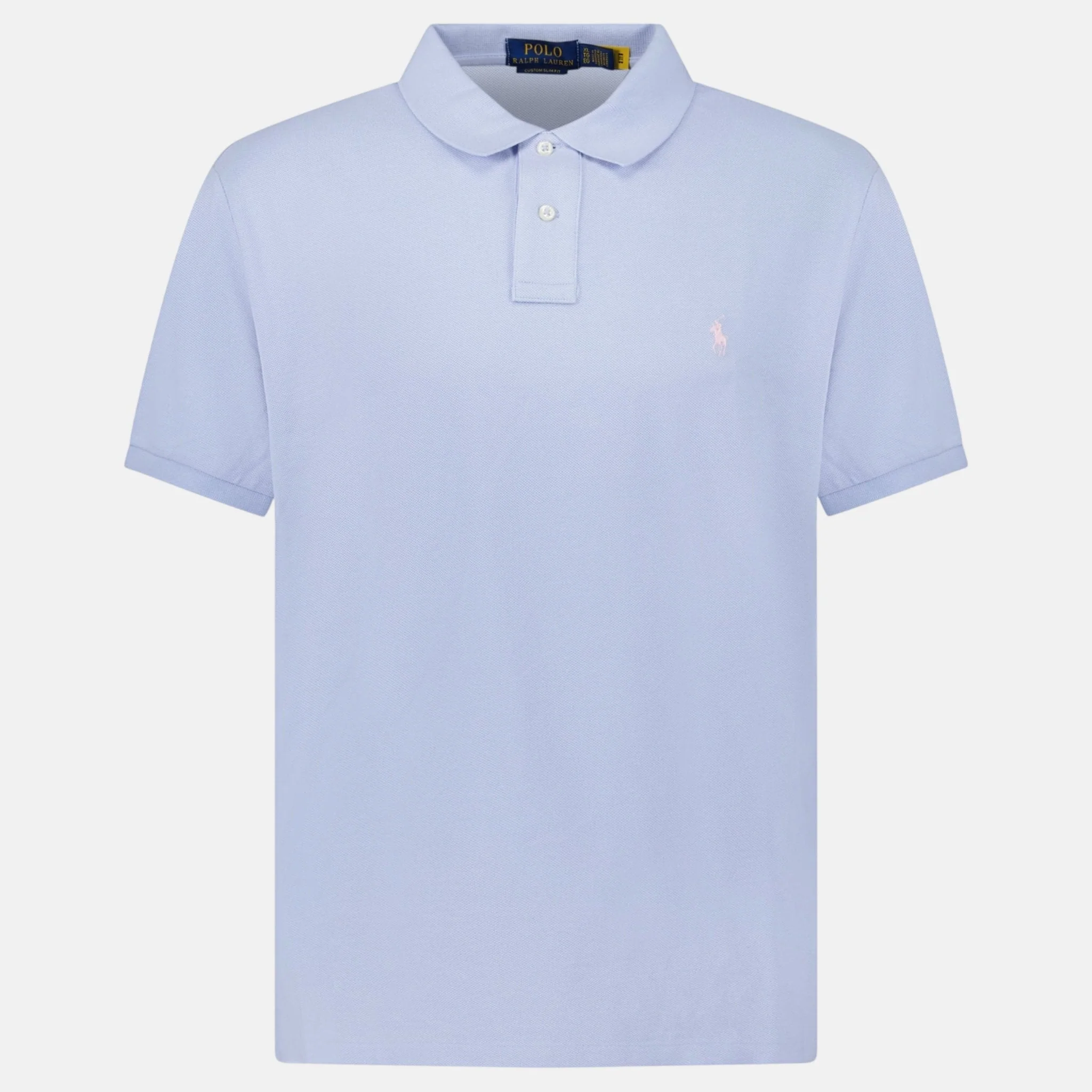 Ralph Lauren Cotton Mesh Custom Slim Fit Polo Shirt Light Blue