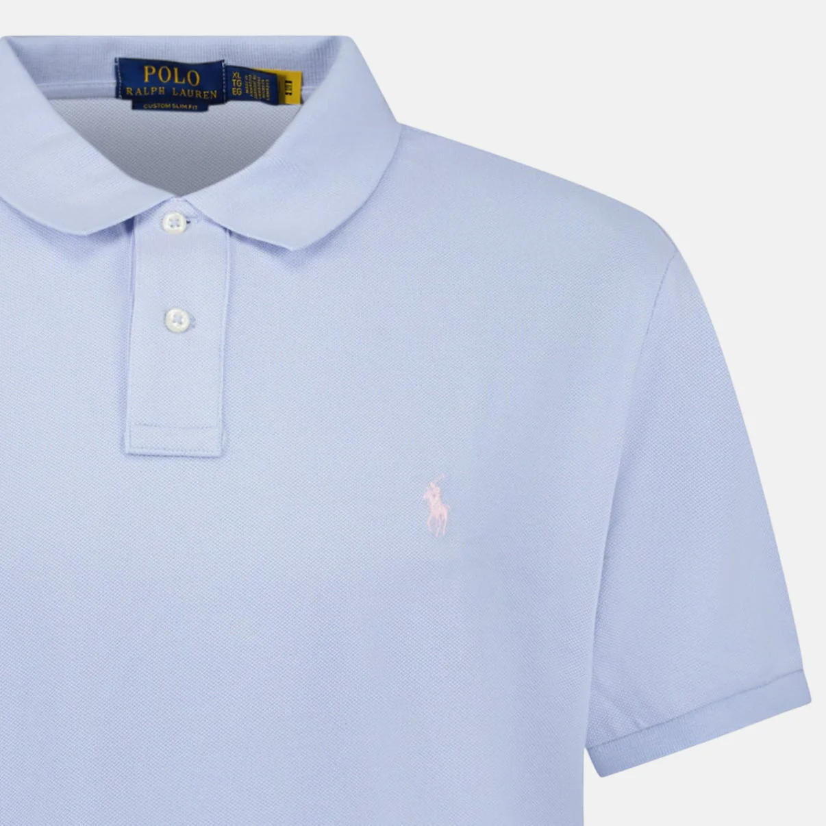 Ralph Lauren Cotton Mesh Custom Slim Fit Polo Shirt Light Blue - Image 3