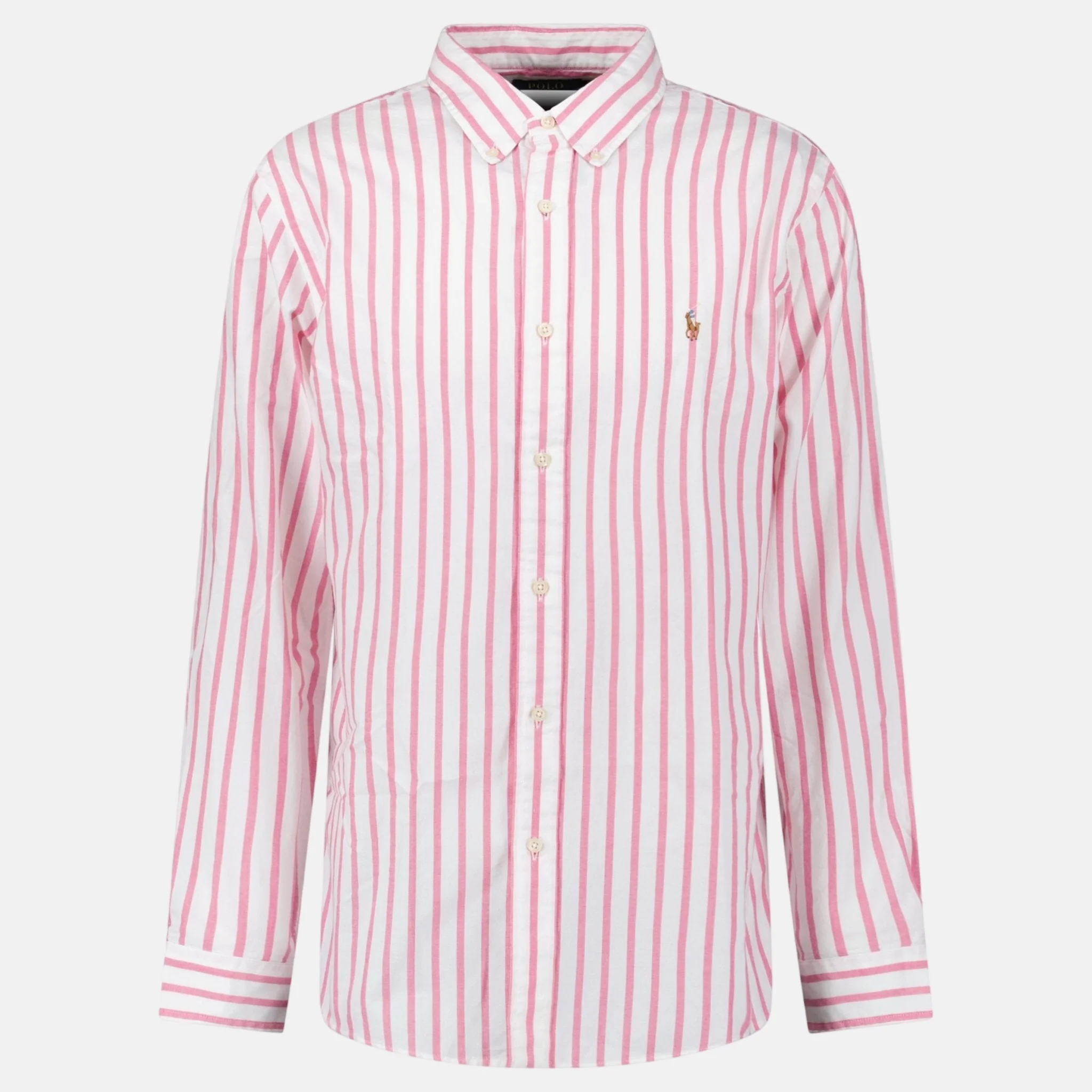 Ralph Lauren Custom Fit Stripe Oxford Shirt Pink White
