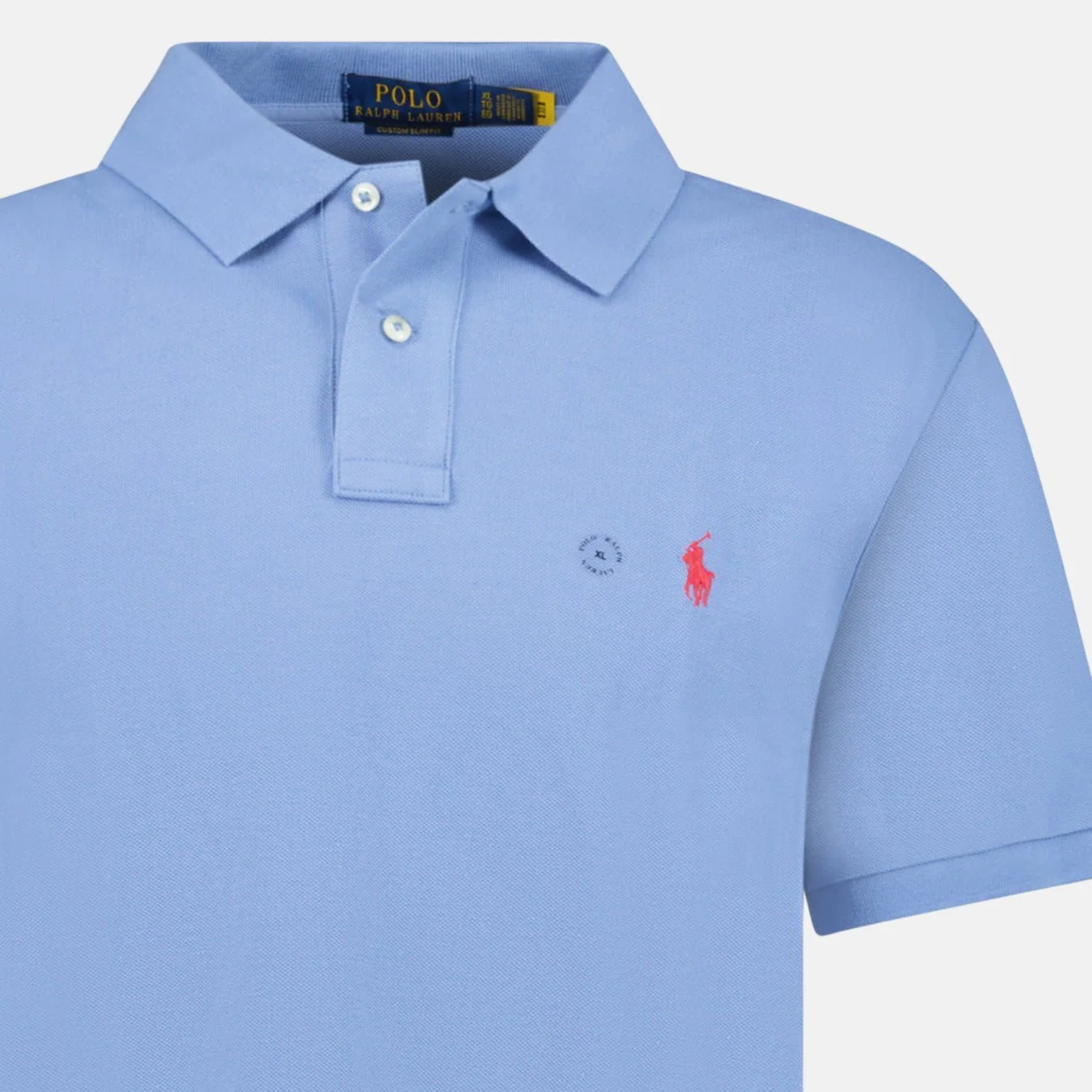 Ralph Lauren Custom Slim Fit Mesh Polo Shirt Campus Blue - Image 2
